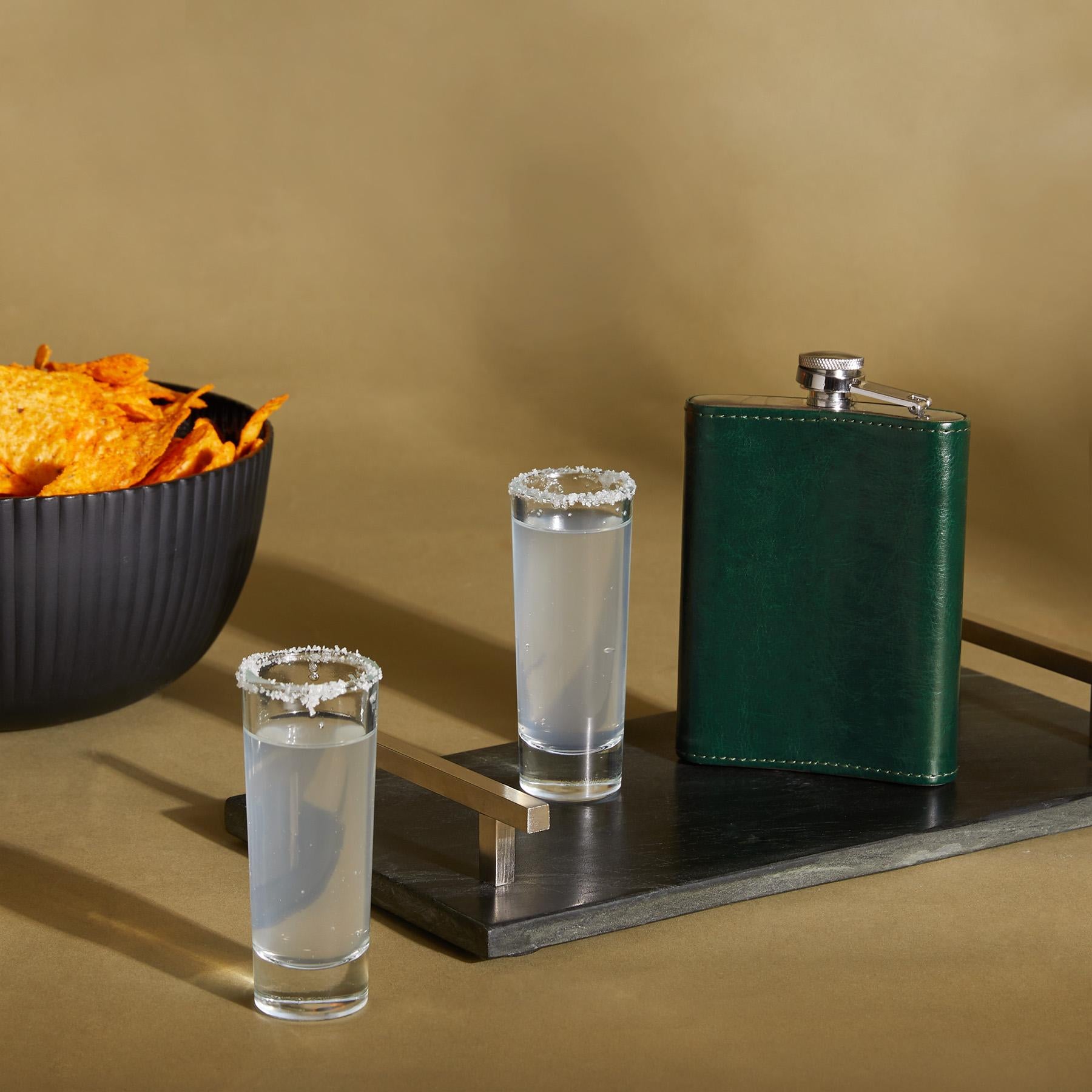 Emerald Leather Hip Flask
