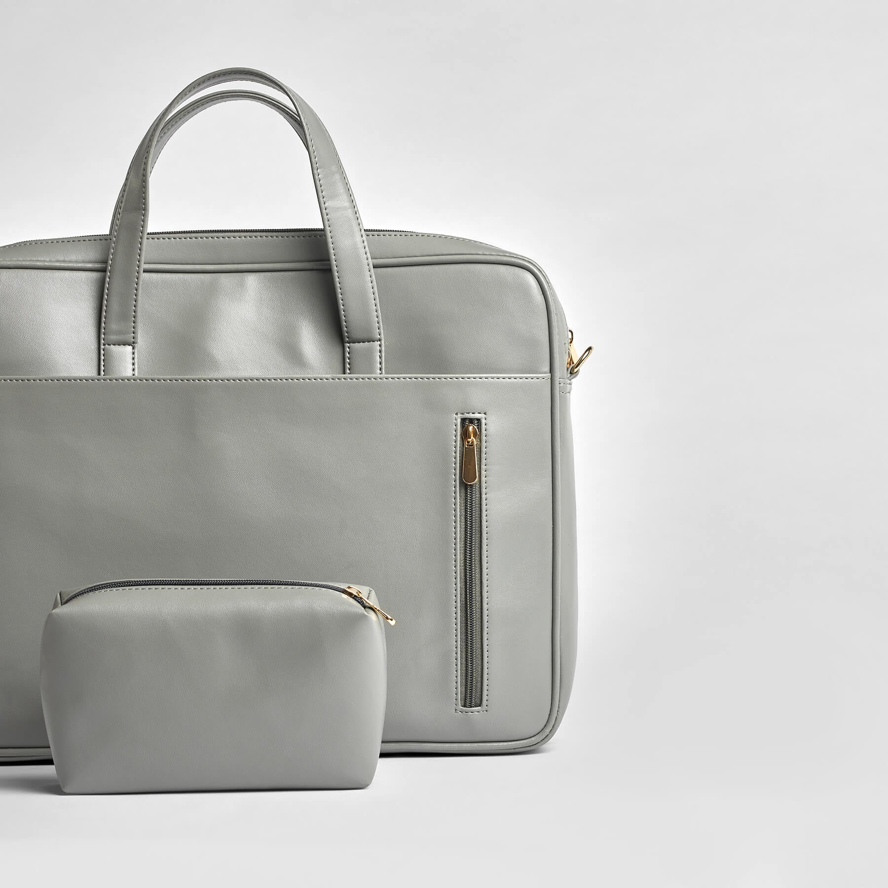 Grey leather laptop bag best sale