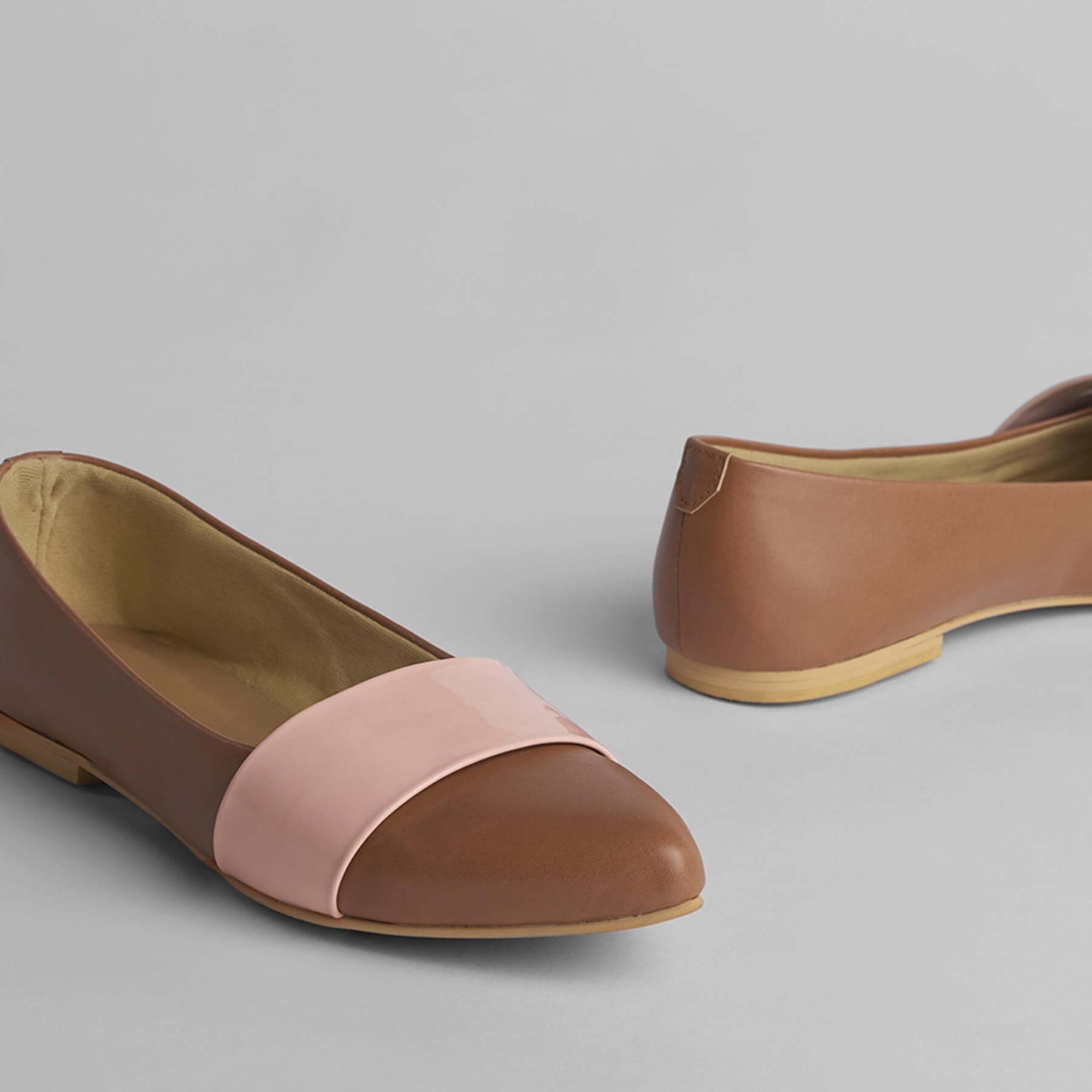 Tan & Blush Pointed Ballet Flats