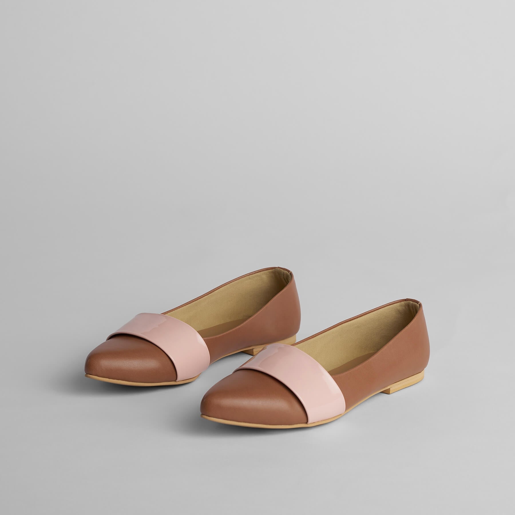 Tan & Blush Pointed Ballet Flats