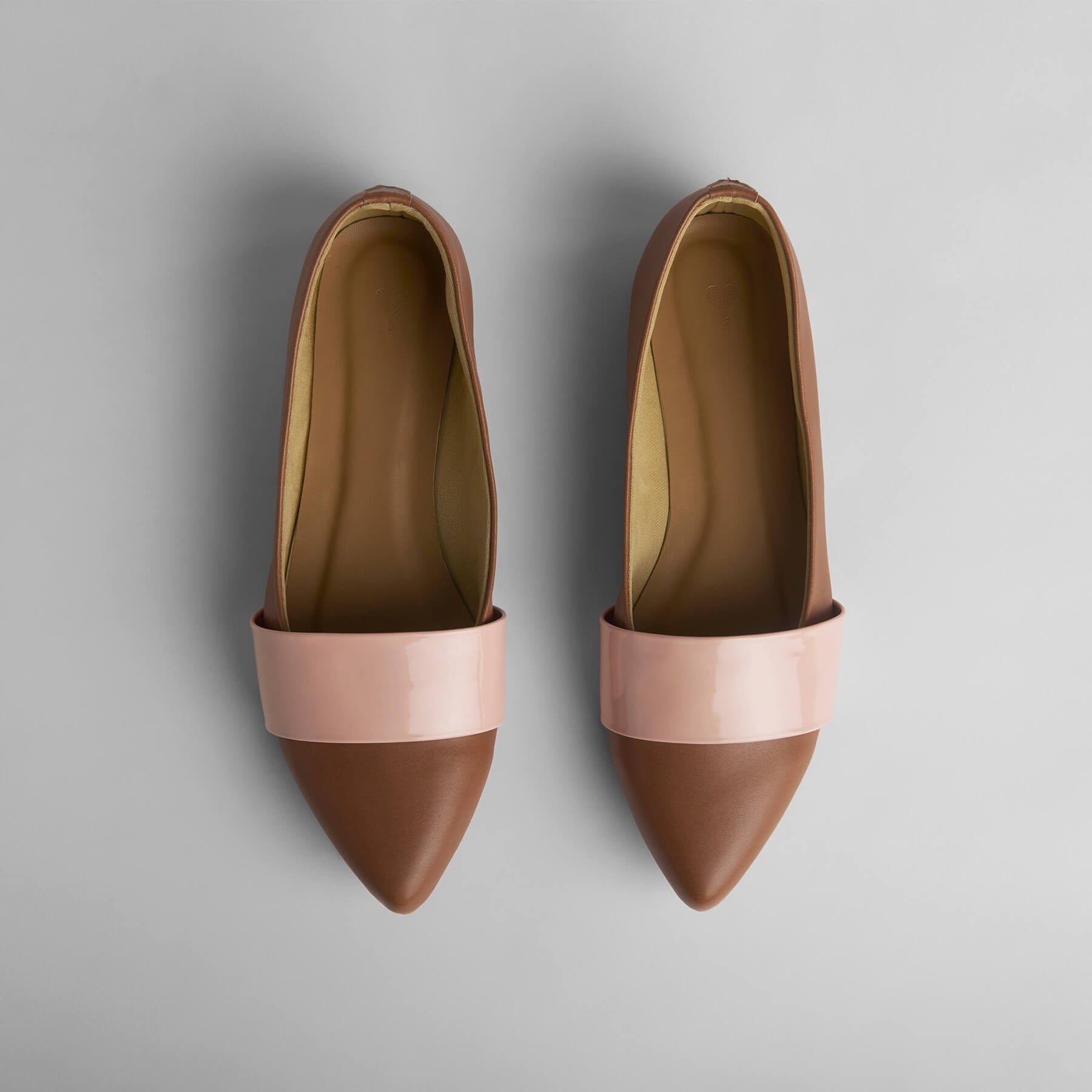 Tan & Blush Pointed Ballet Flats