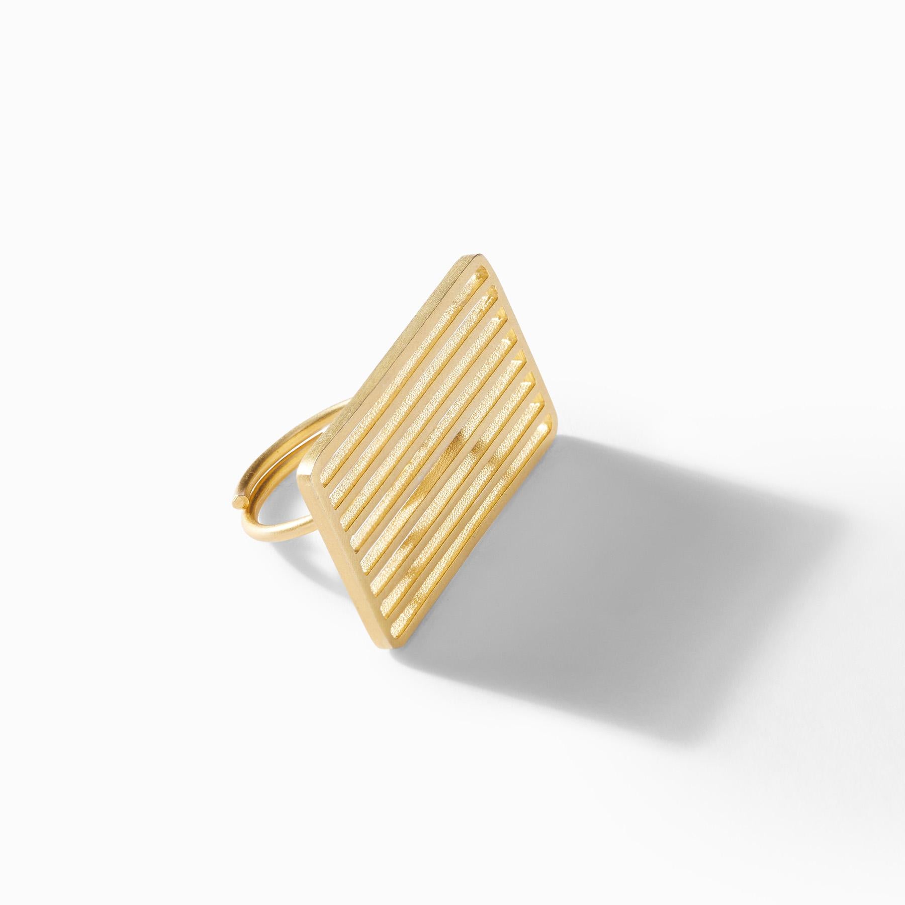 Gold Matte Bar Rectangle Ring