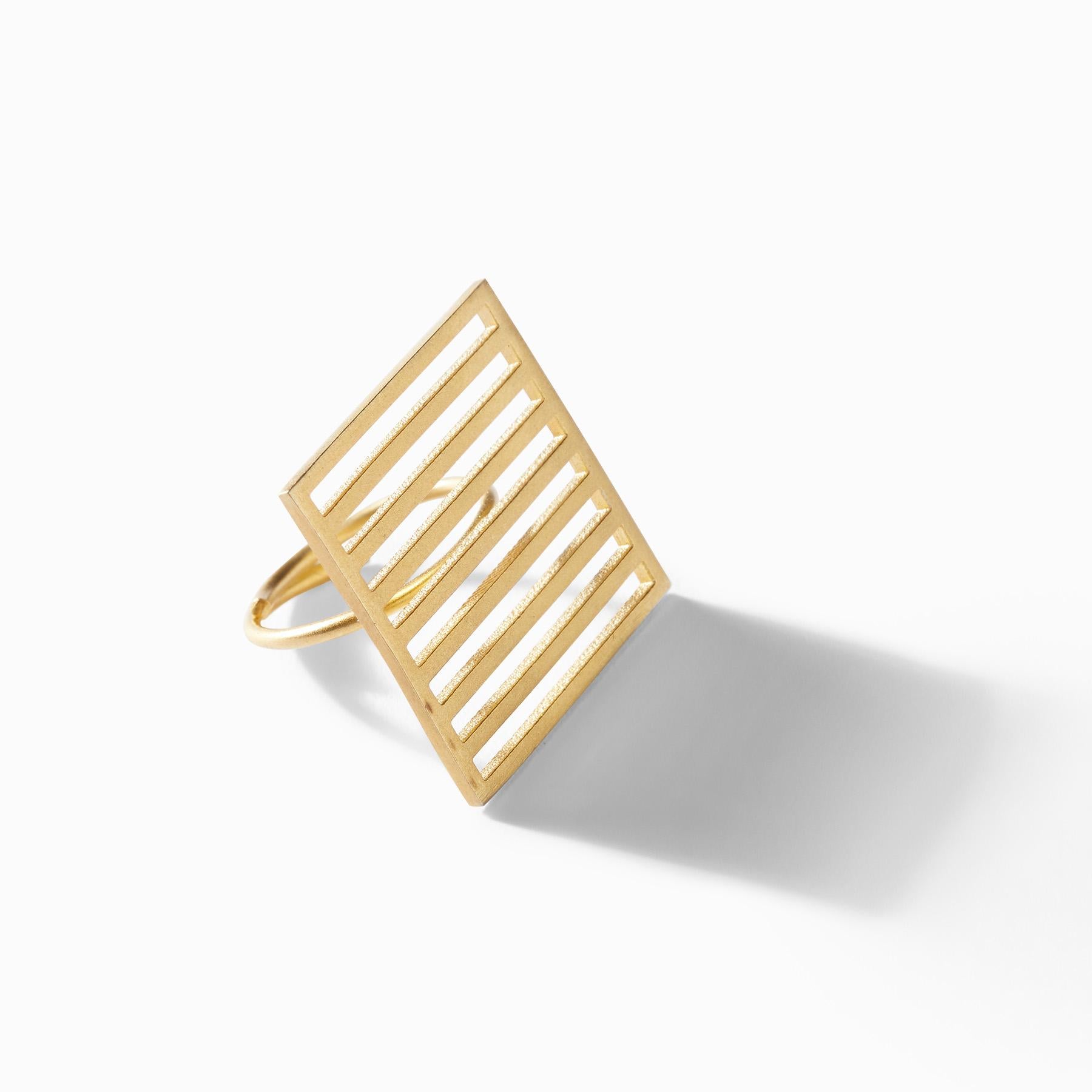 Gold Matte Bar Square Ring