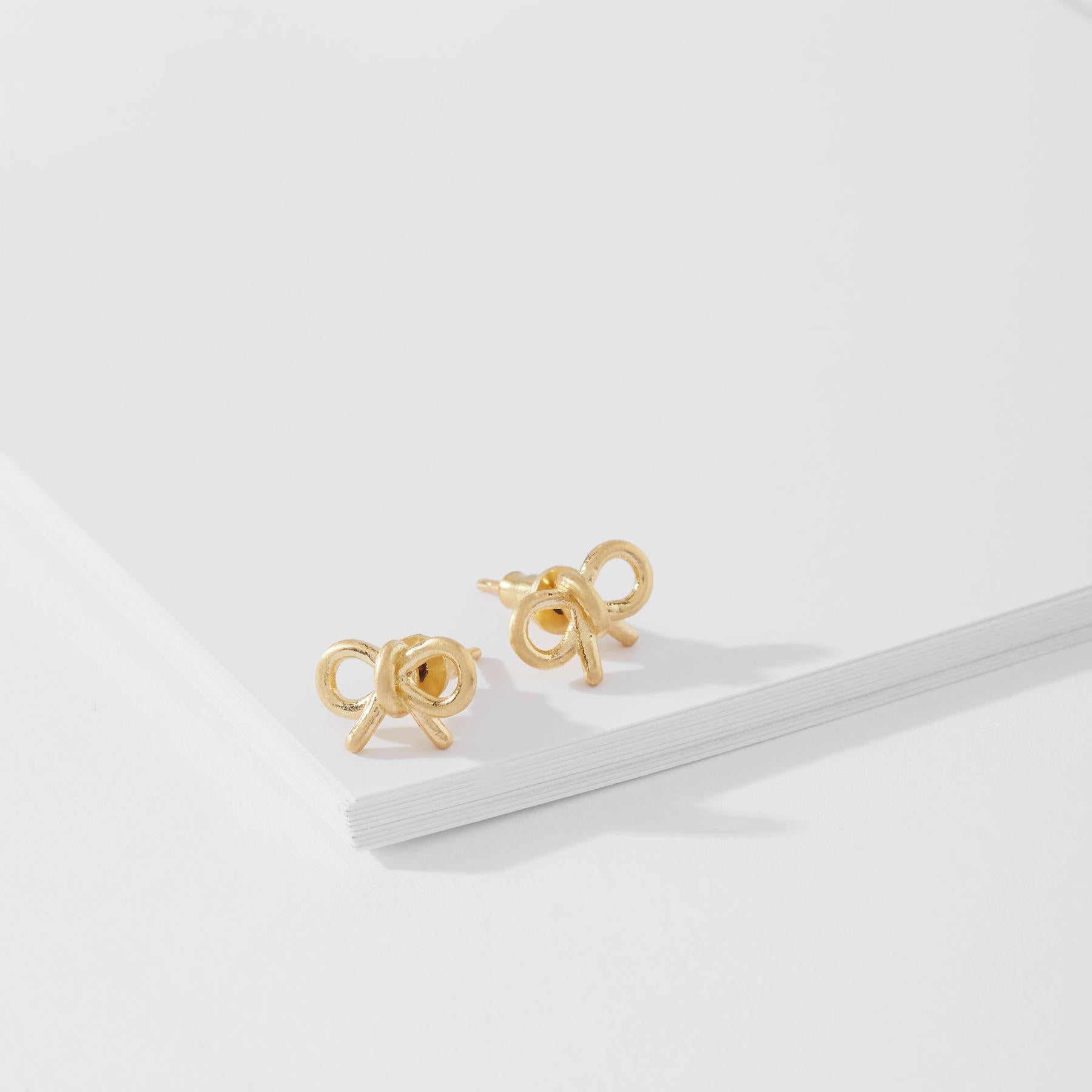 Gold Matte Bow Studs