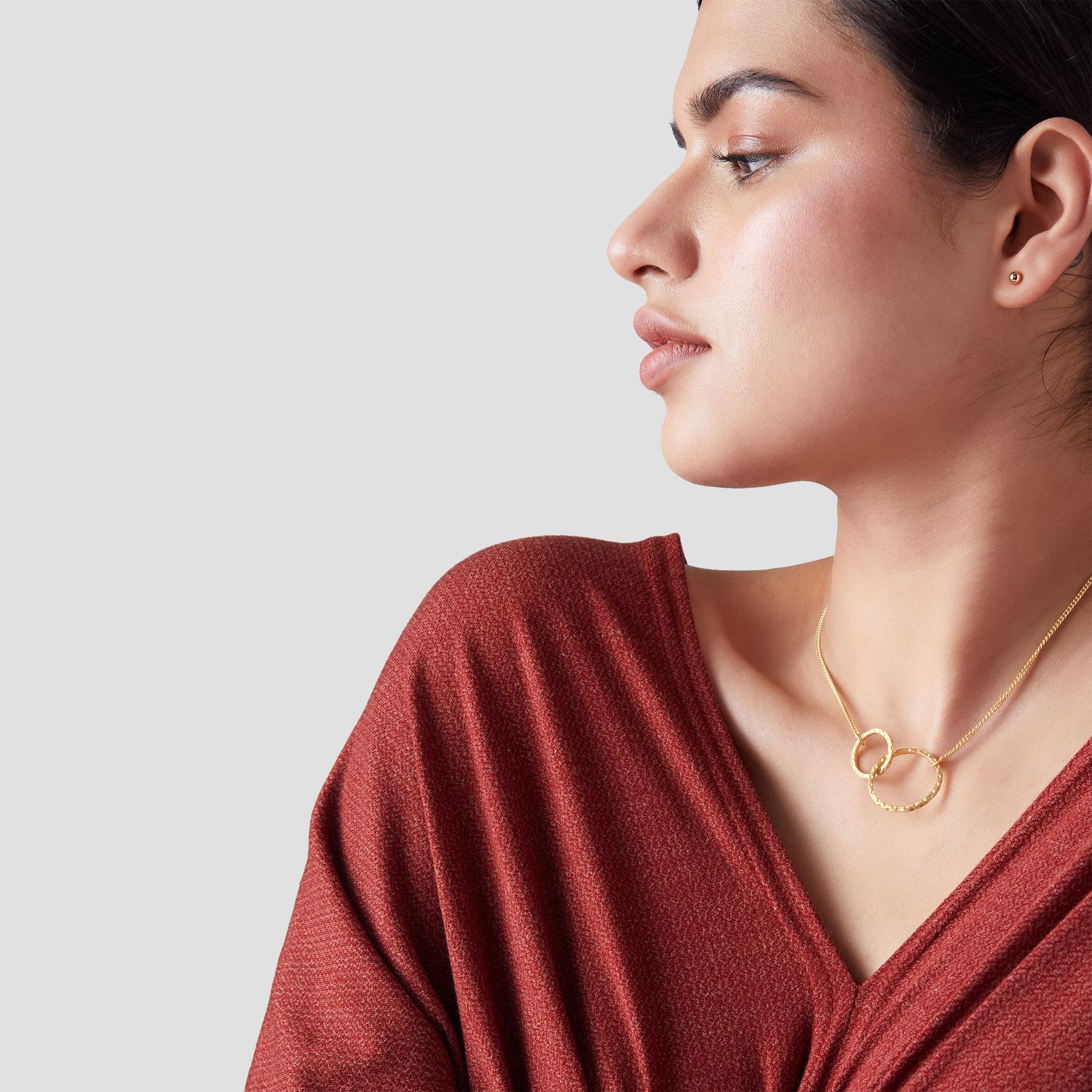 Gold Matte Dual Circle Necklace