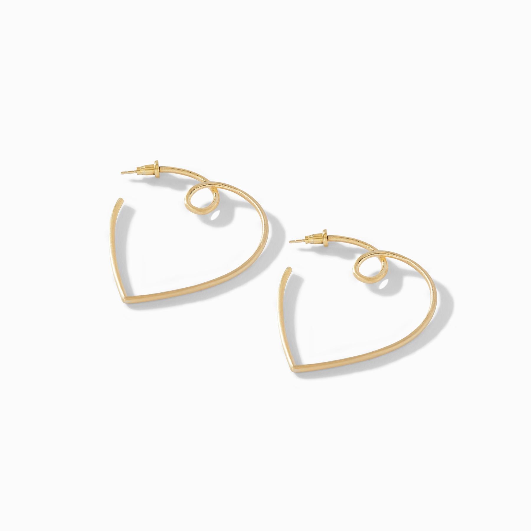 Gold Matte Heart Hoops