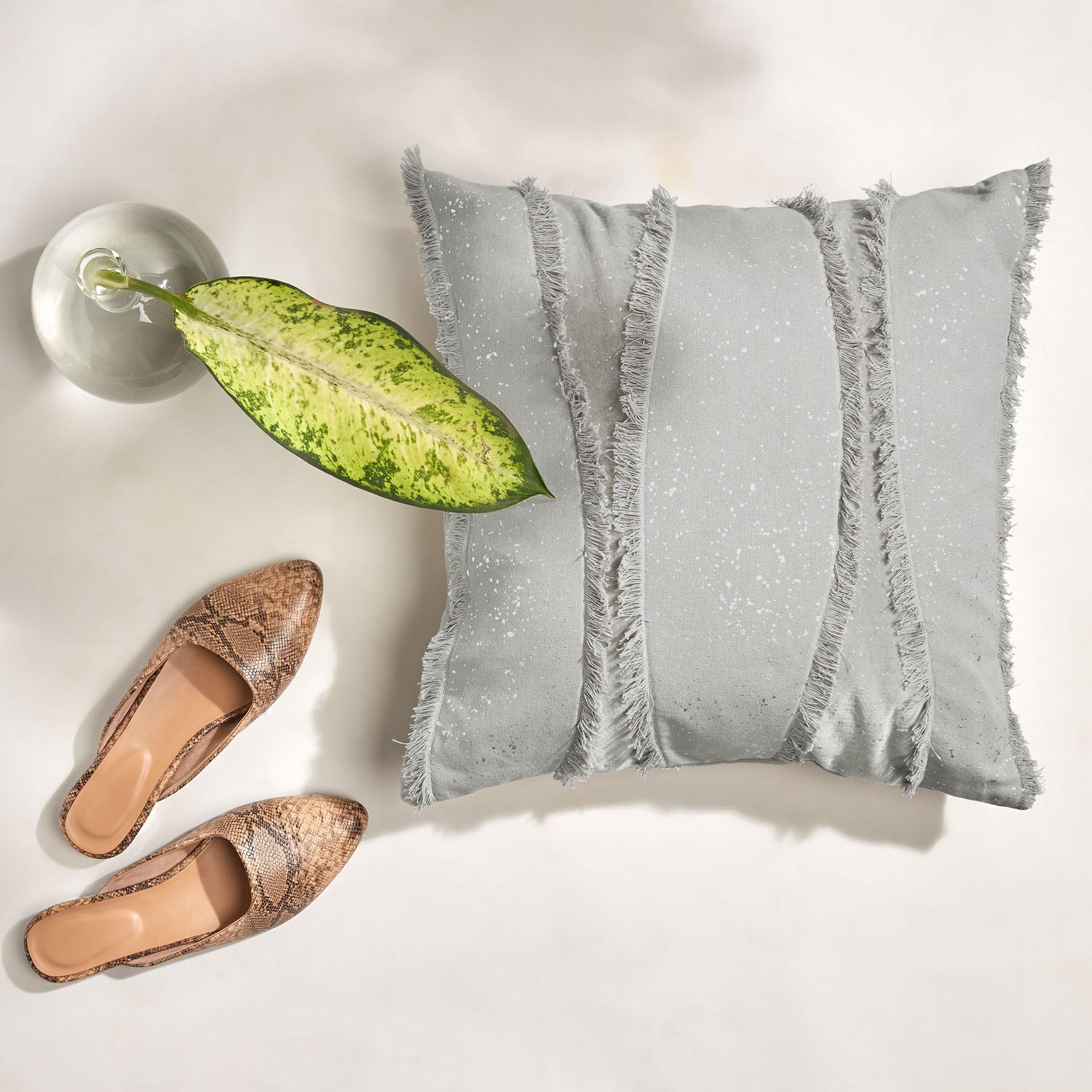Grey & Silver Fringe Cushion Cover
