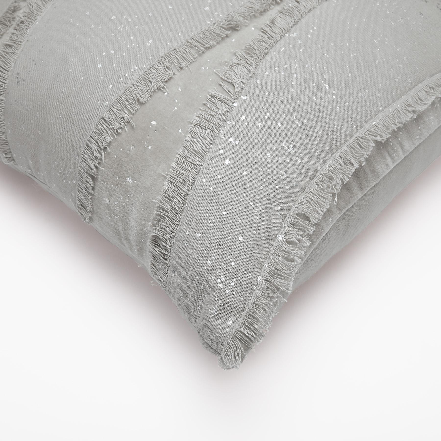 Grey & Silver Fringe Cushion Cover