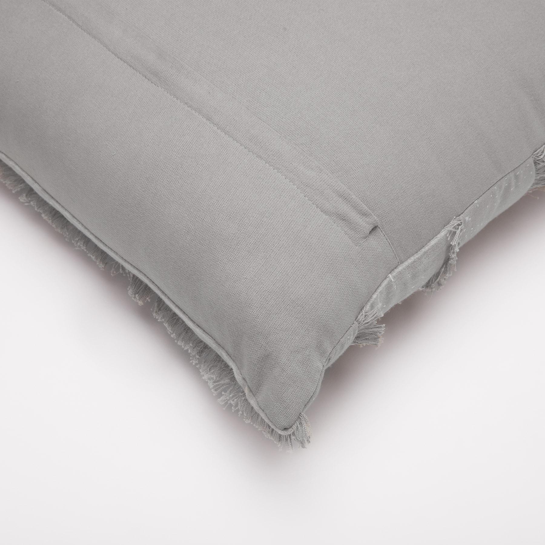 Grey & Silver Fringe Cushion Cover