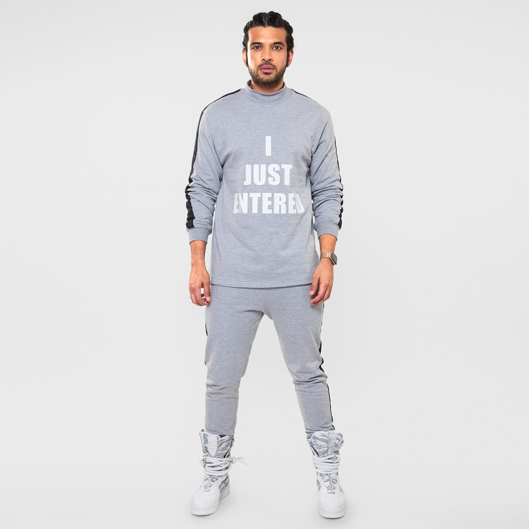 Grey Slogan Men's Tracksuit