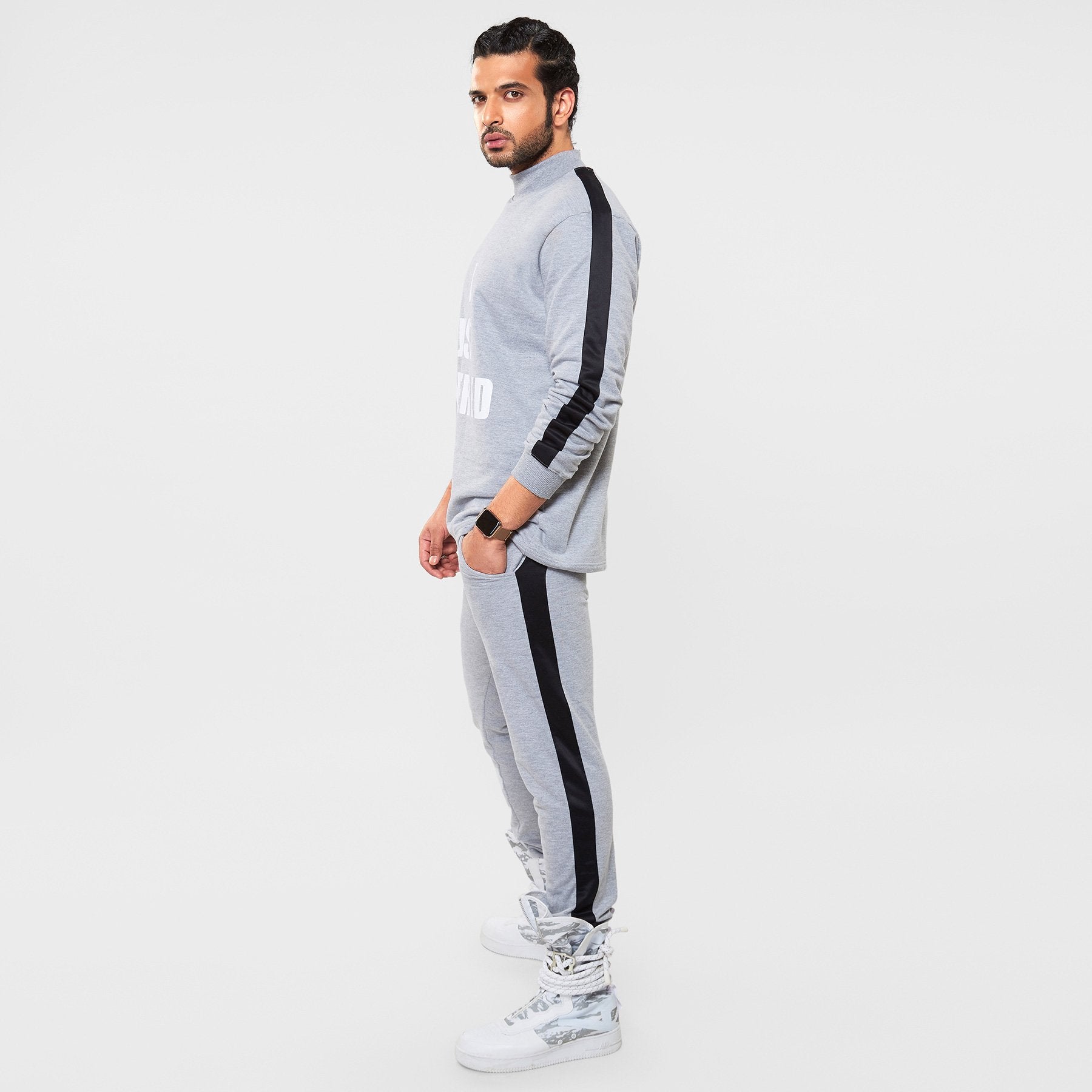 Grey Slogan Men's Tracksuit