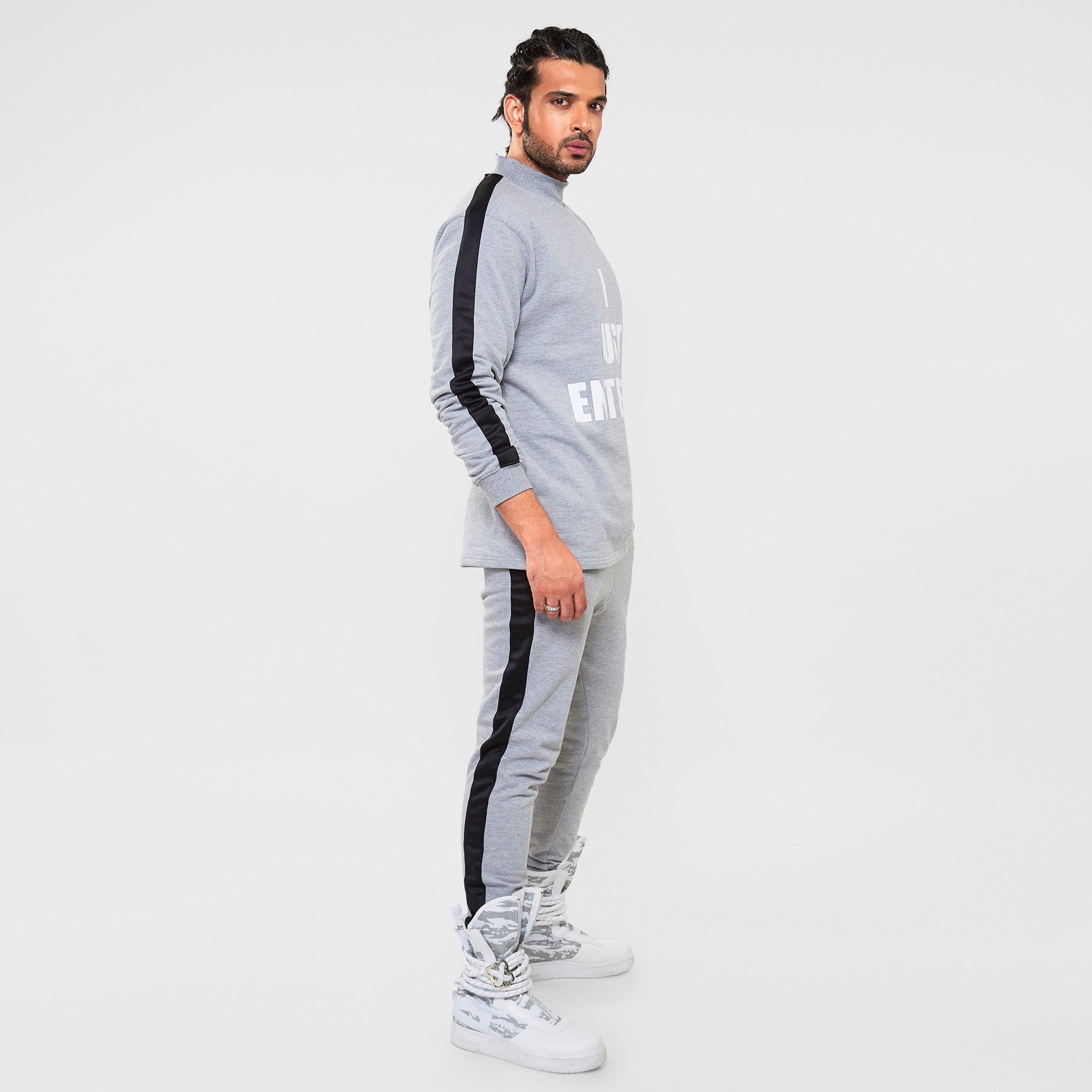 Grey Slogan Men's Tracksuit