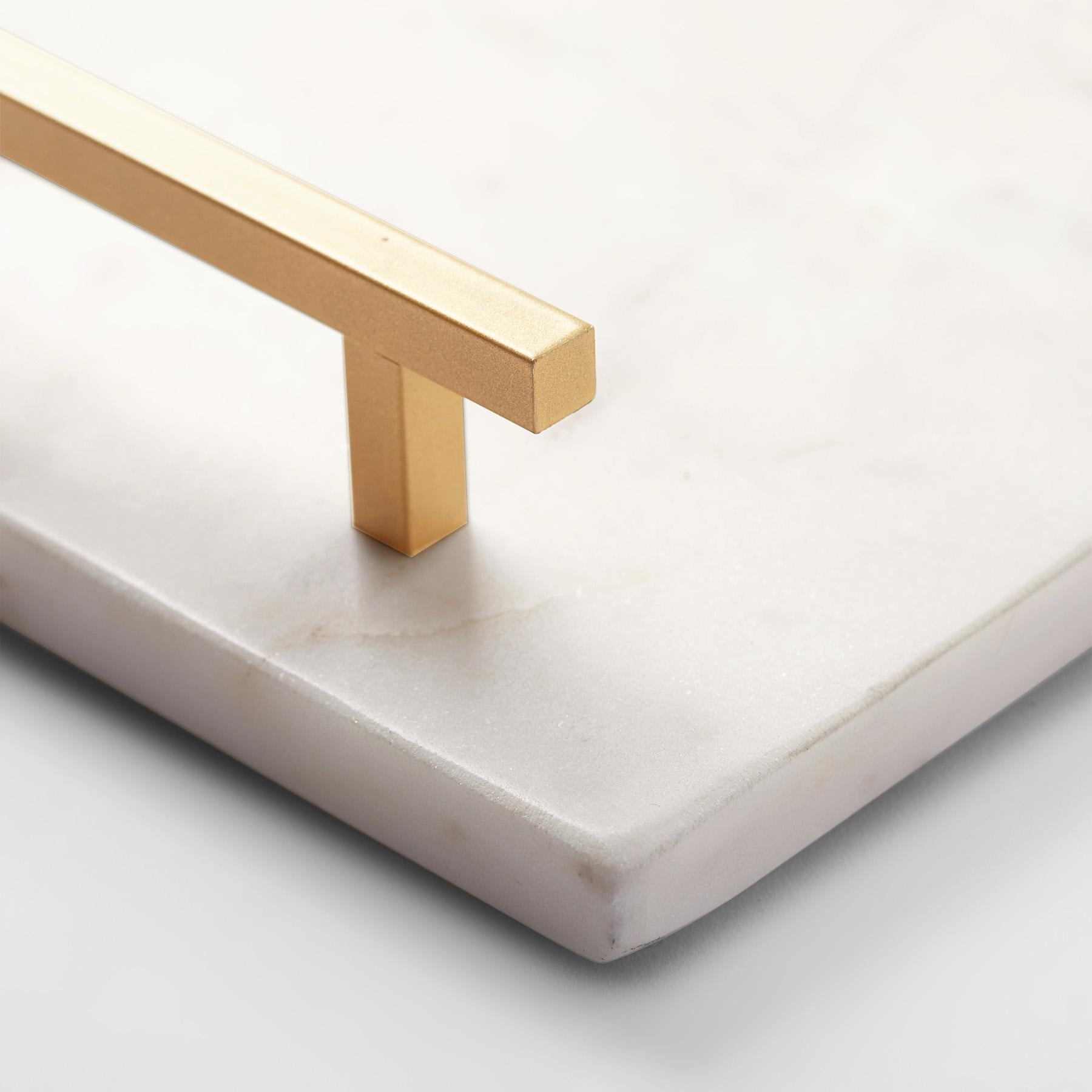 Ivory & Gold Marble Rectangle Tray Large