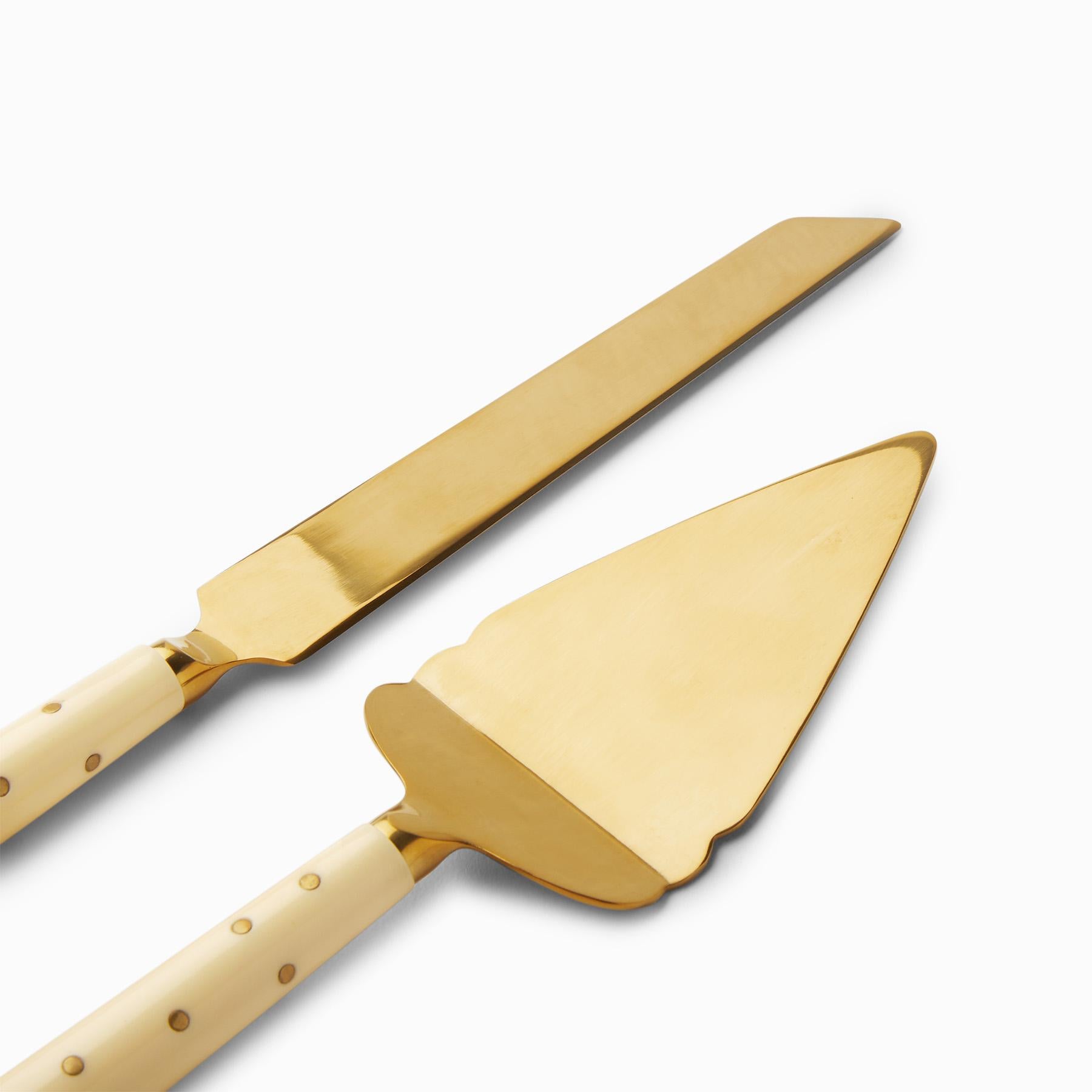 Ivory Studded Cake Serving Set