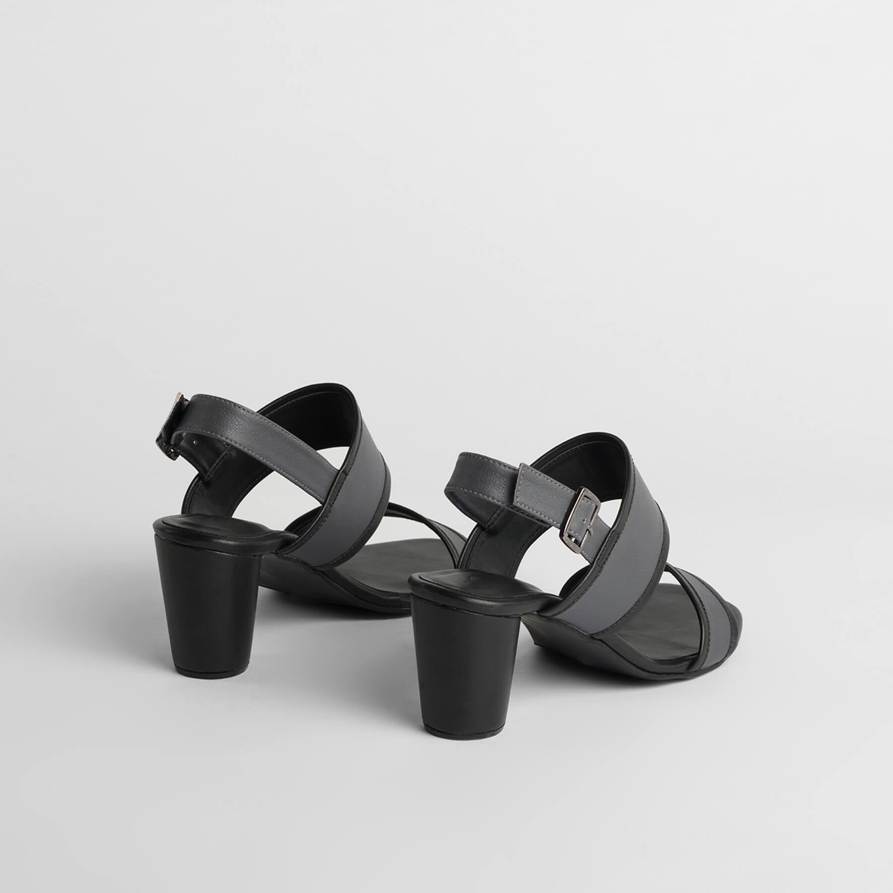 Charcoal & Black Block Heels