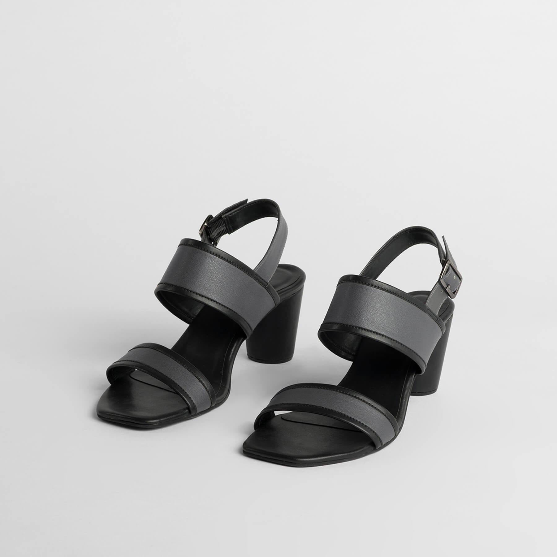 Charcoal & Black Block Heels