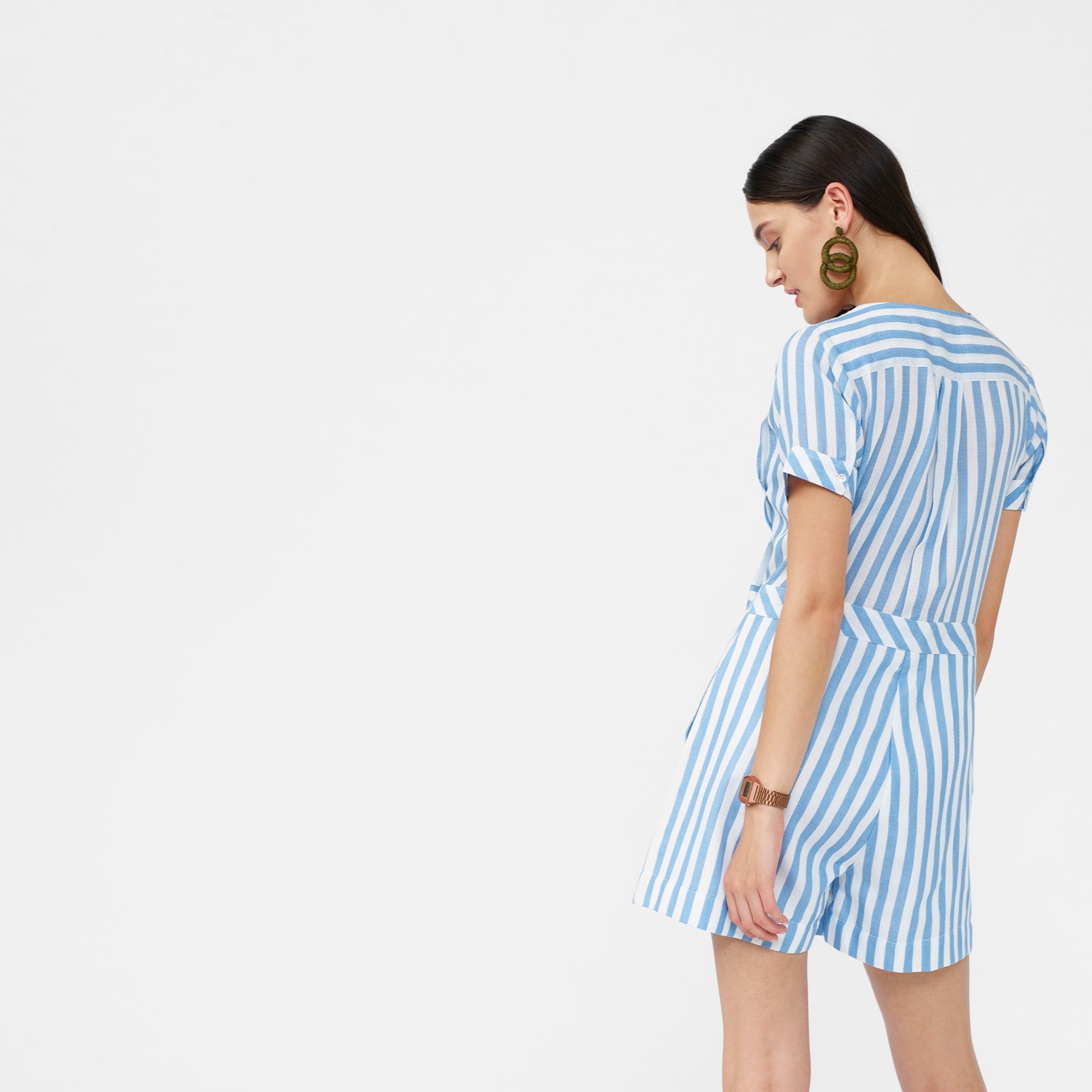 Ocean Striped Overlap Playsuit