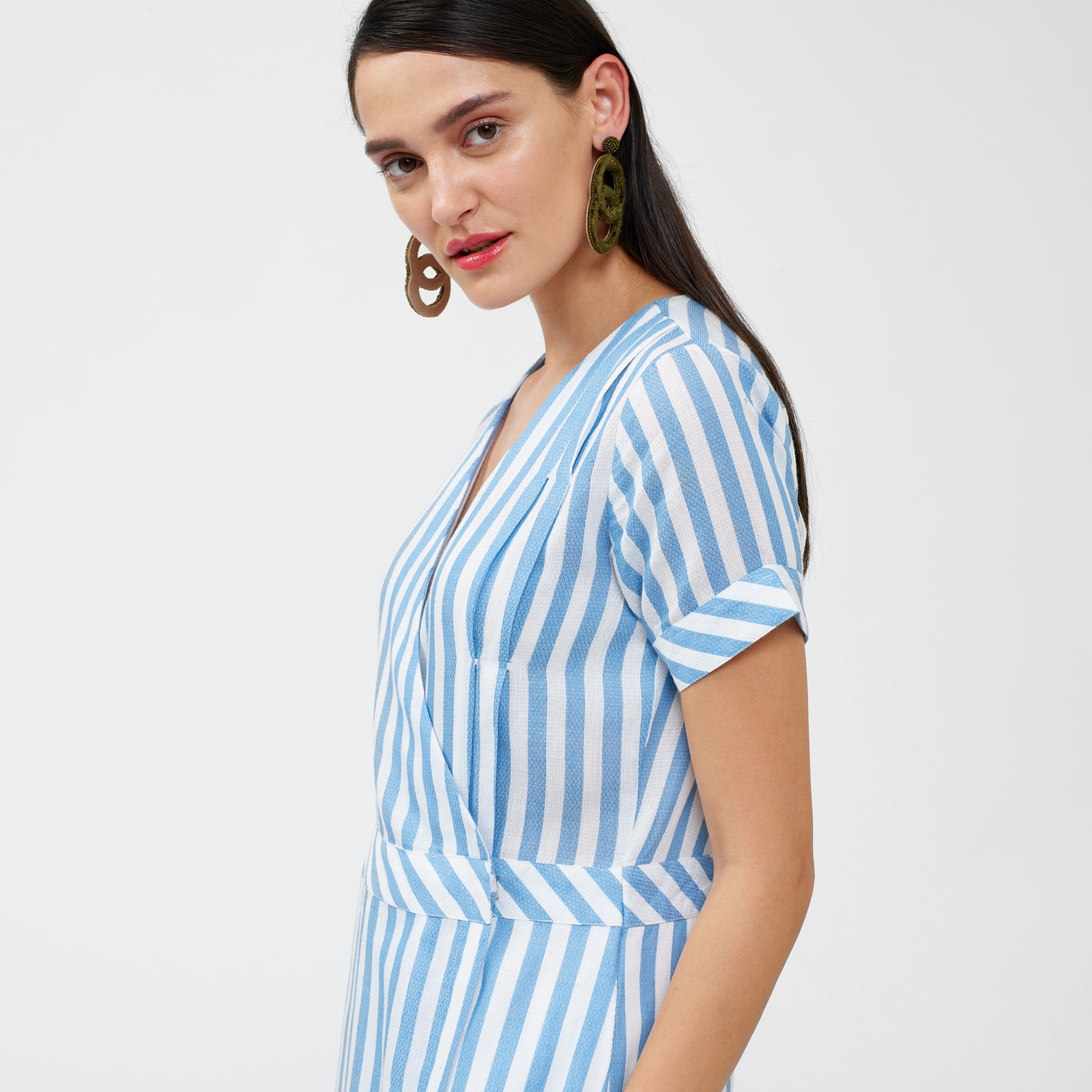 Ocean Striped Overlap Playsuit