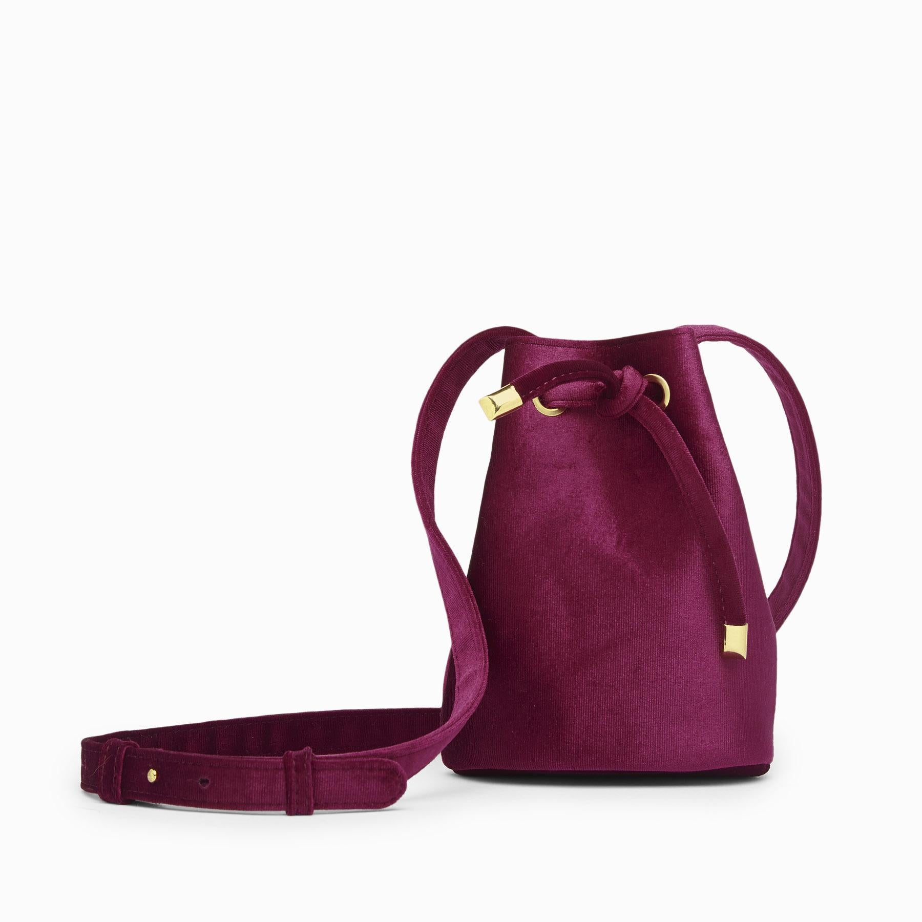 Magenta Velvet Bucket Bag