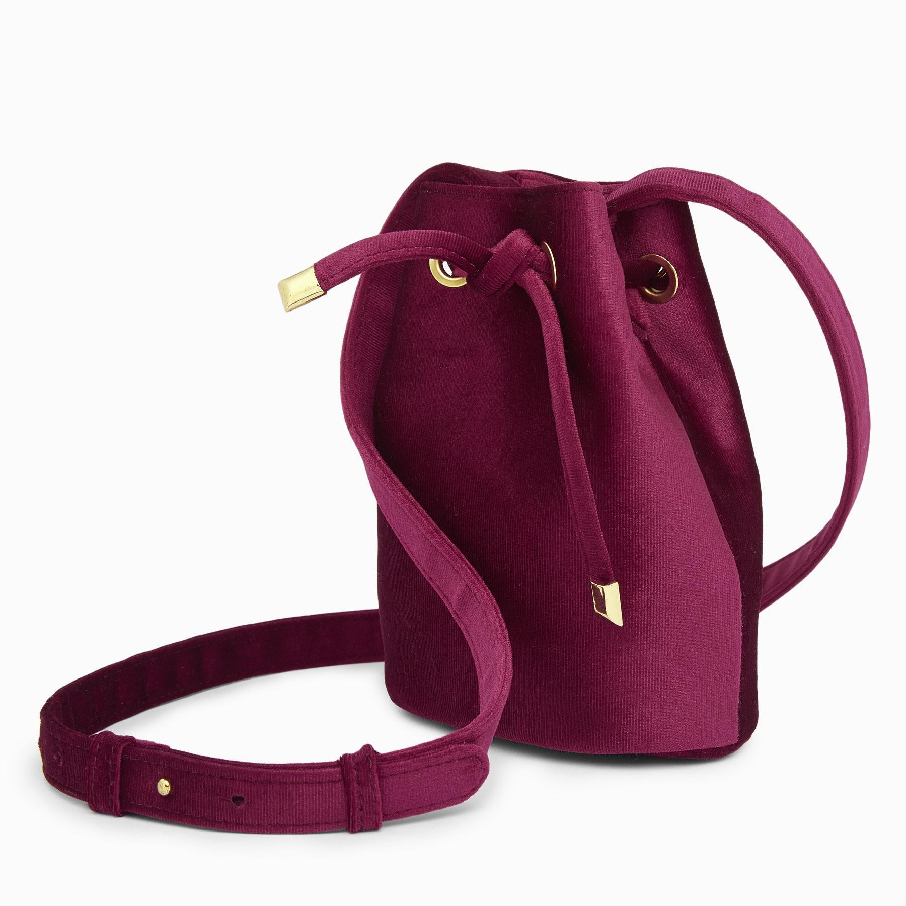 Magenta Velvet Bucket Bag