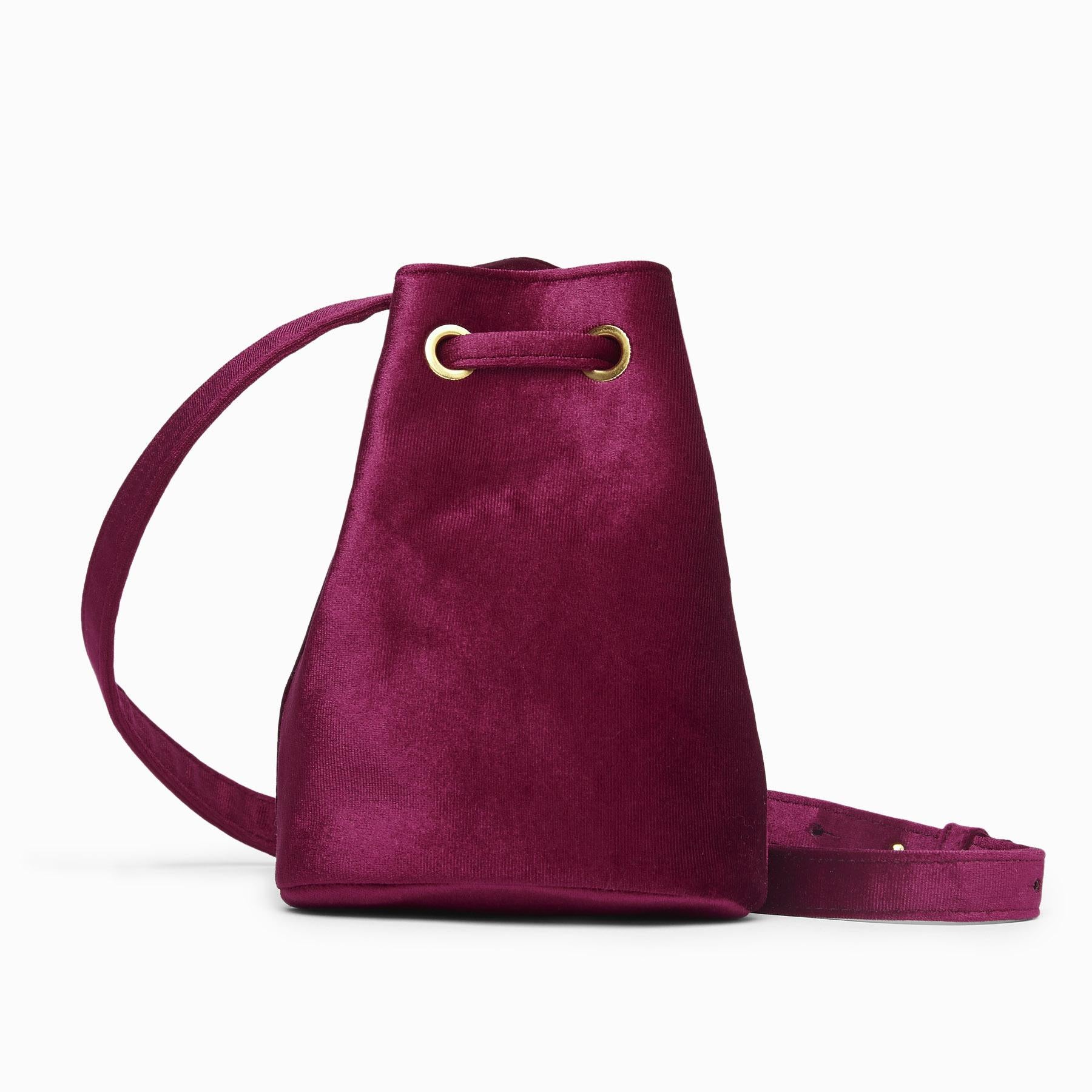 Magenta Velvet Bucket Bag