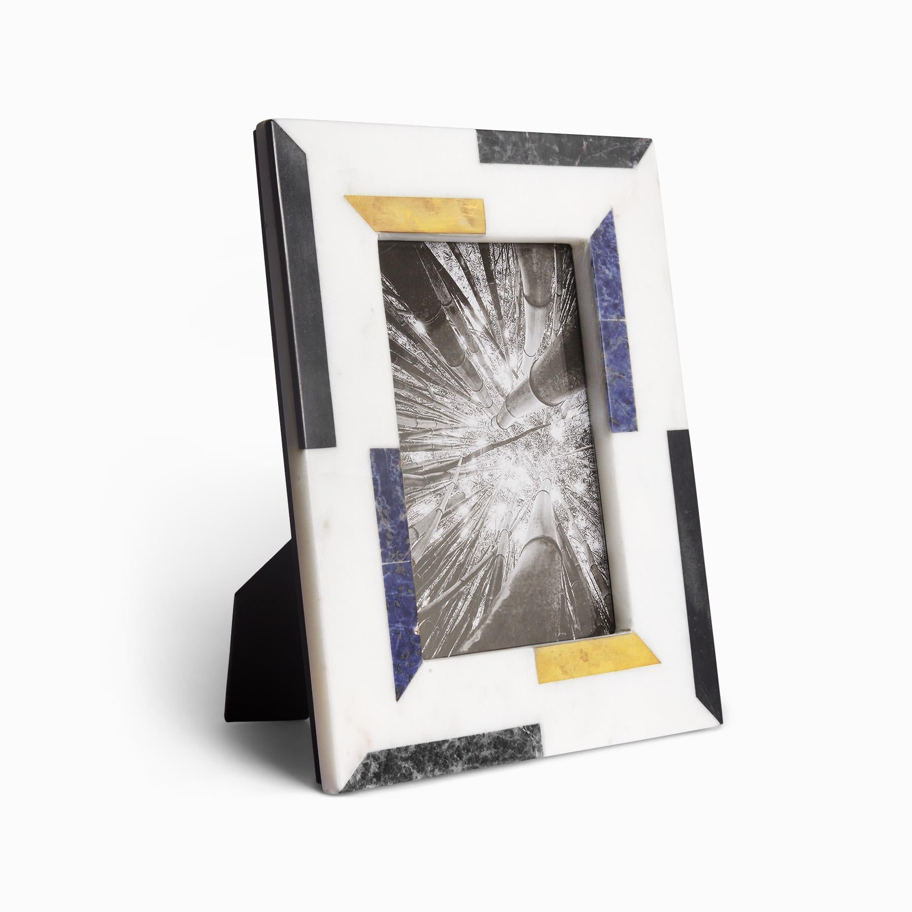 Marble & Brass Colour Block Photo Frame