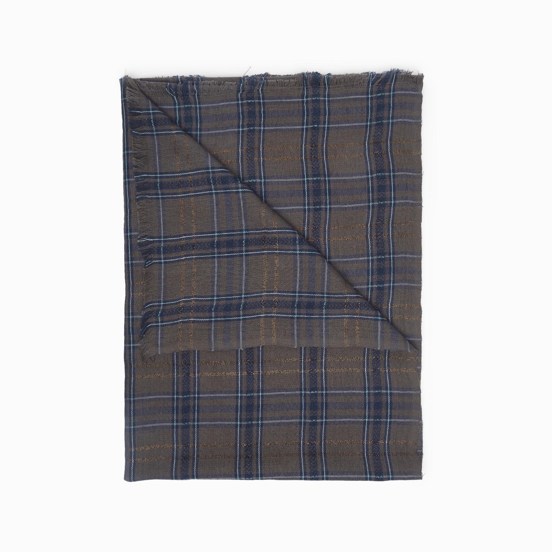 Mocha Checkered Shimmer Scarf