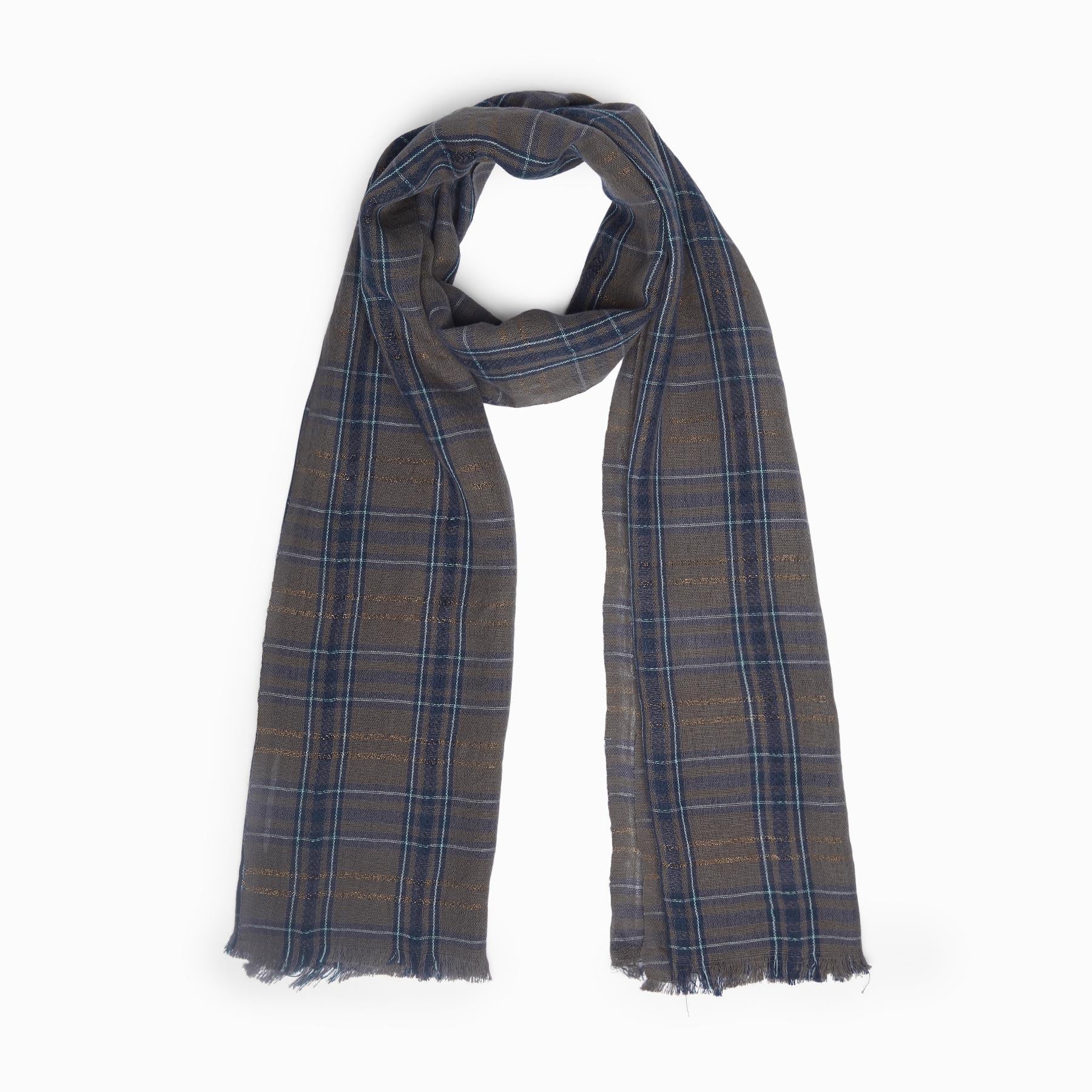 Mocha Checkered Shimmer Scarf