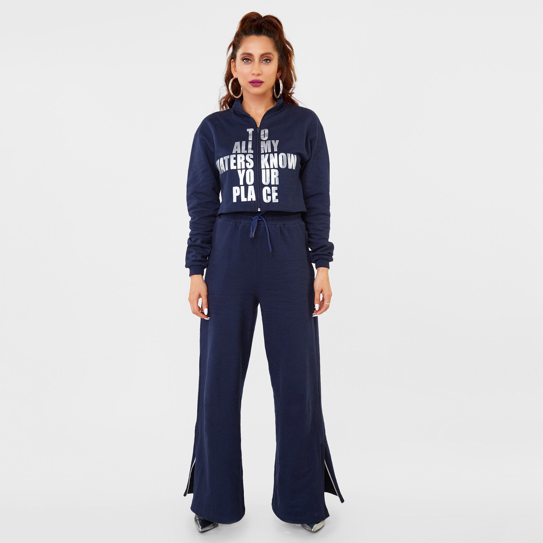 Navy Slogan Women's Tracksuit