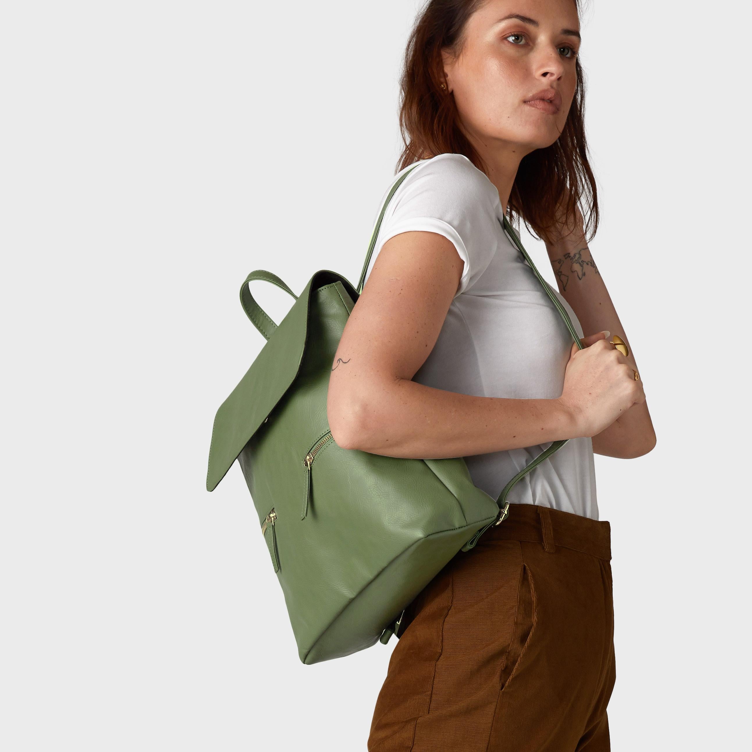 Olive Zipper Backpack