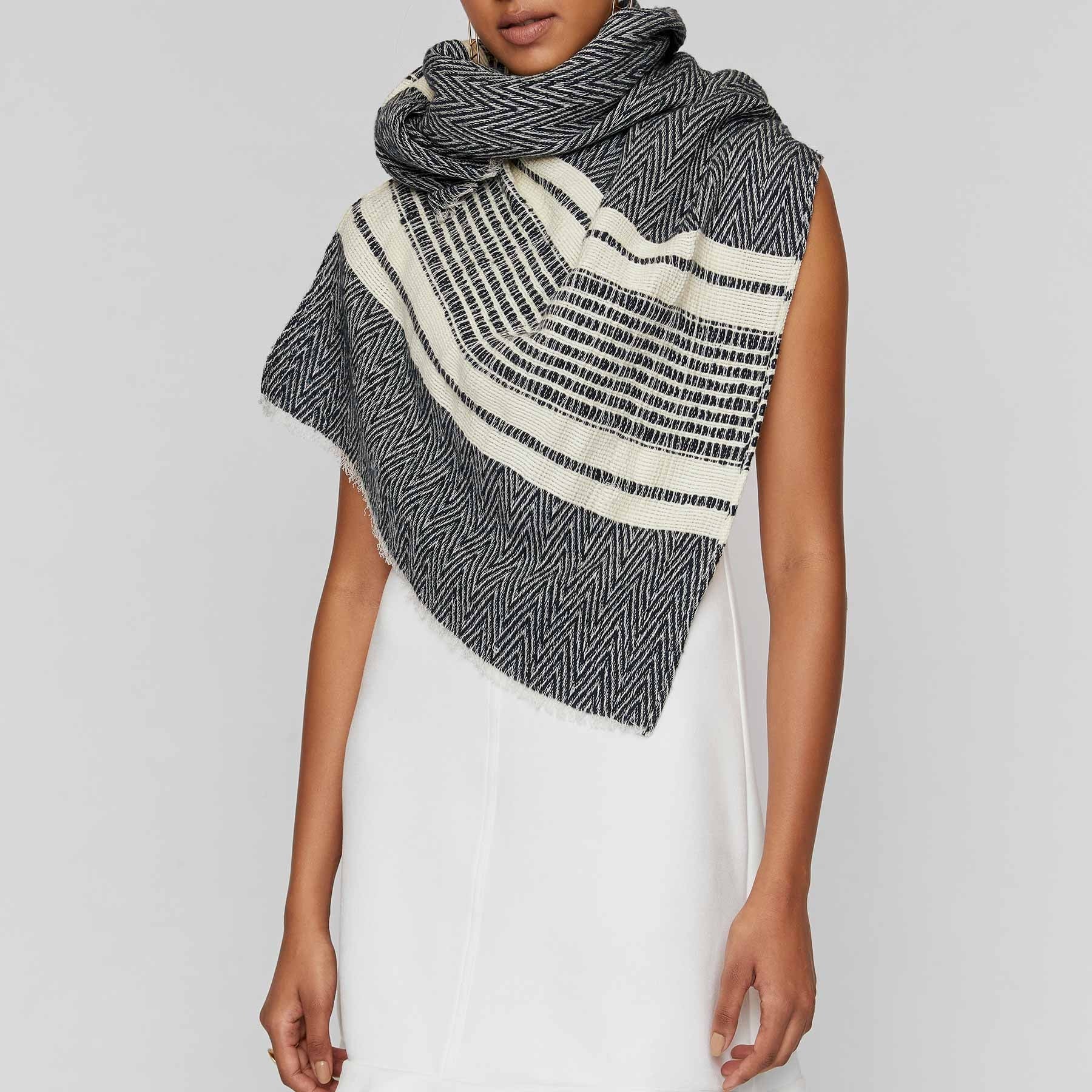 Navy & White Chevron Scarf