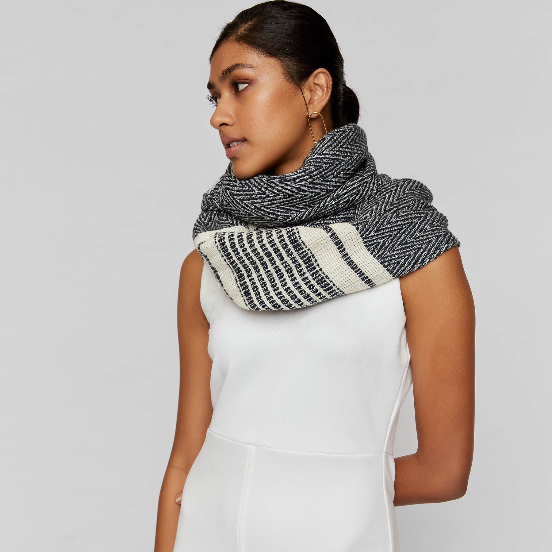 Navy & White Chevron Scarf