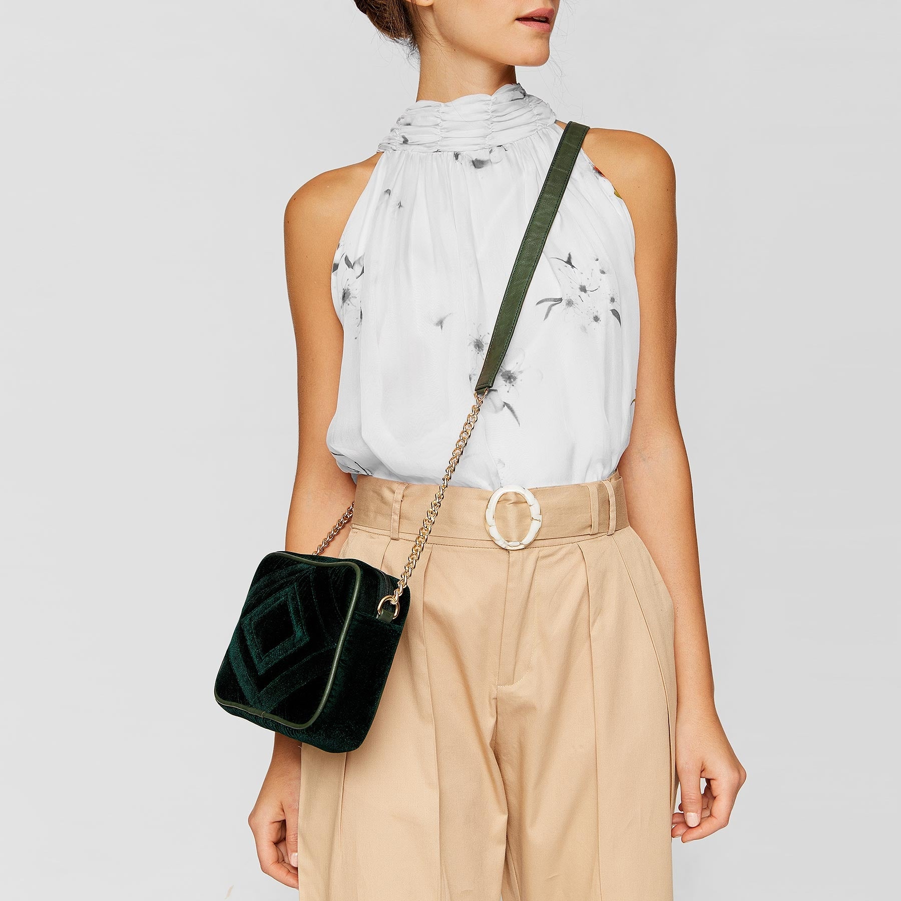 Emerald Velvet Rectangle Sling-Free