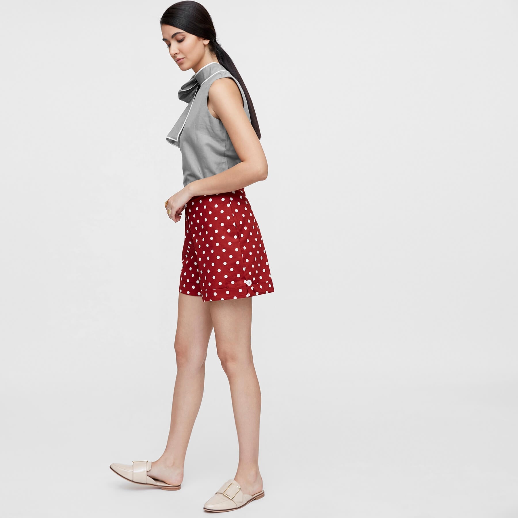 Rust Polka Cuffed Shorts