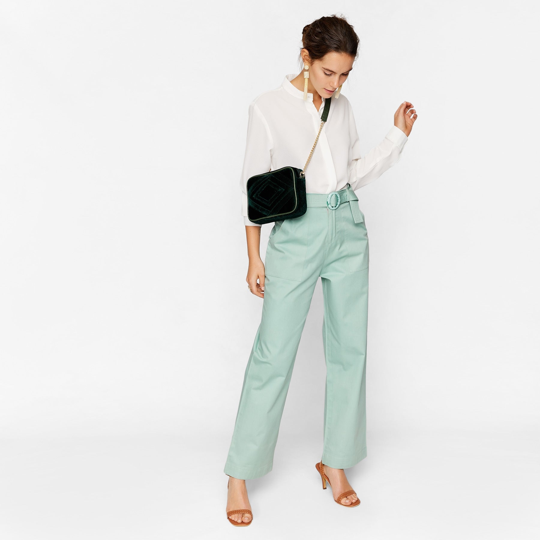 Emerald Velvet Rectangle Sling-Free