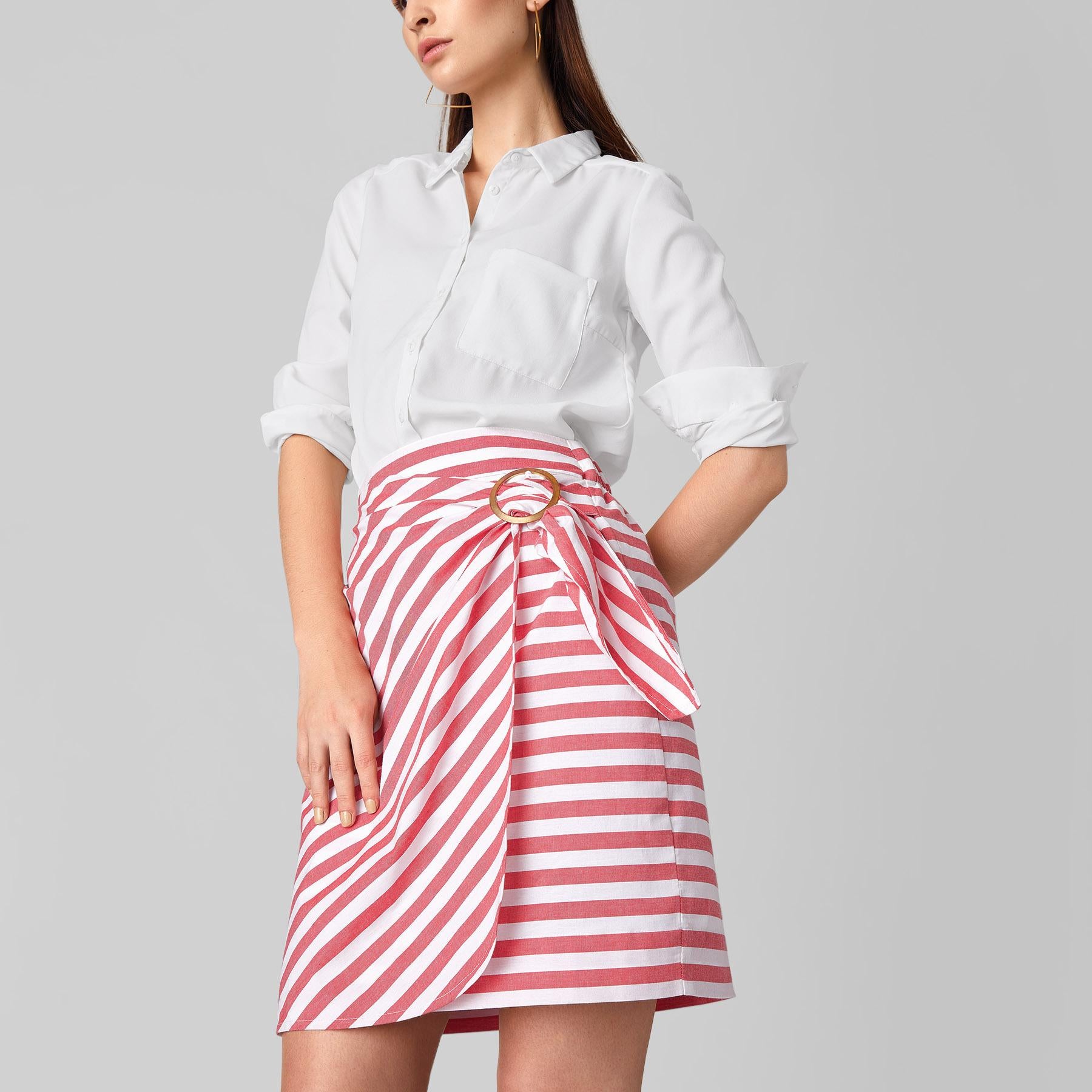 Scarlet Striped Overlap Skirt