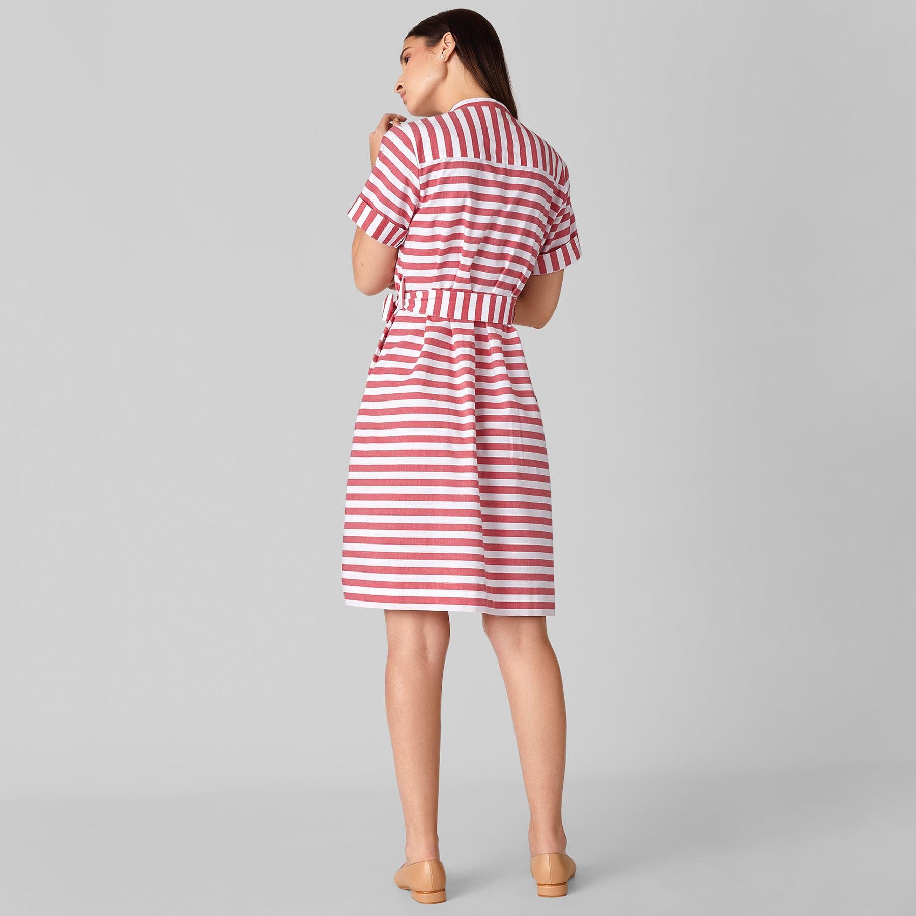 Scarlet Striped Tie Shirt Dress