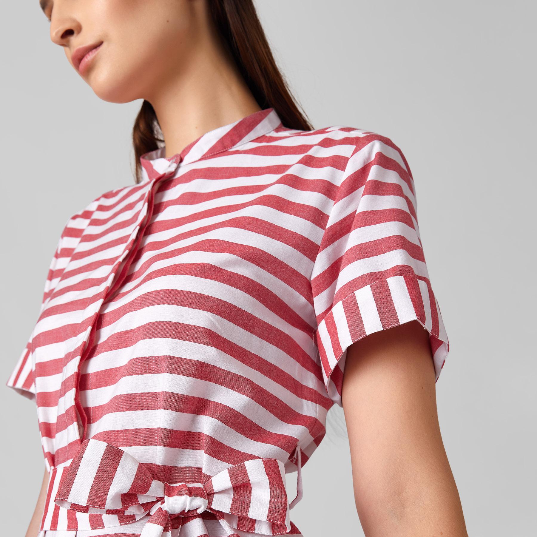 Scarlet Striped Tie Shirt Dress