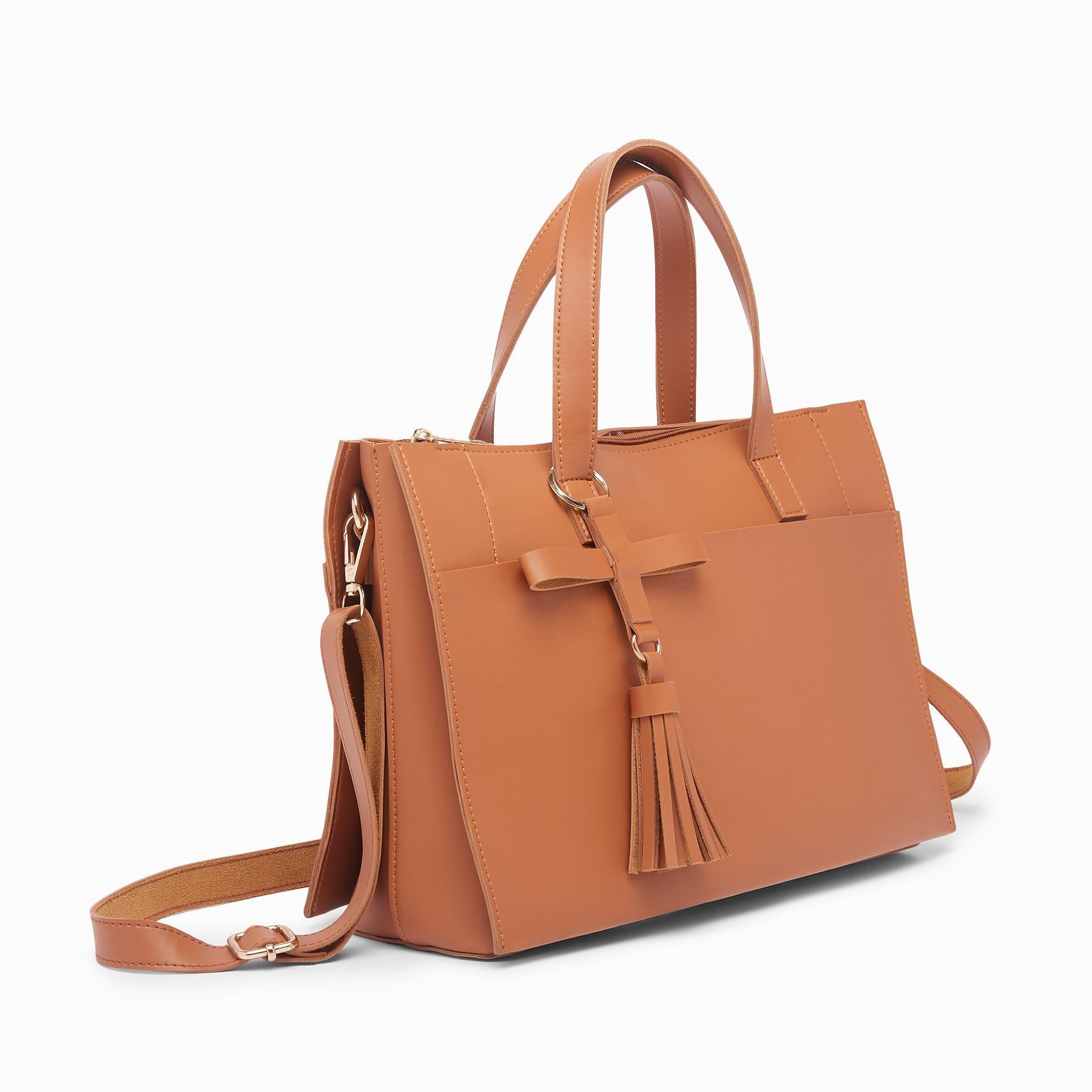 Tan Tassel Work Tote