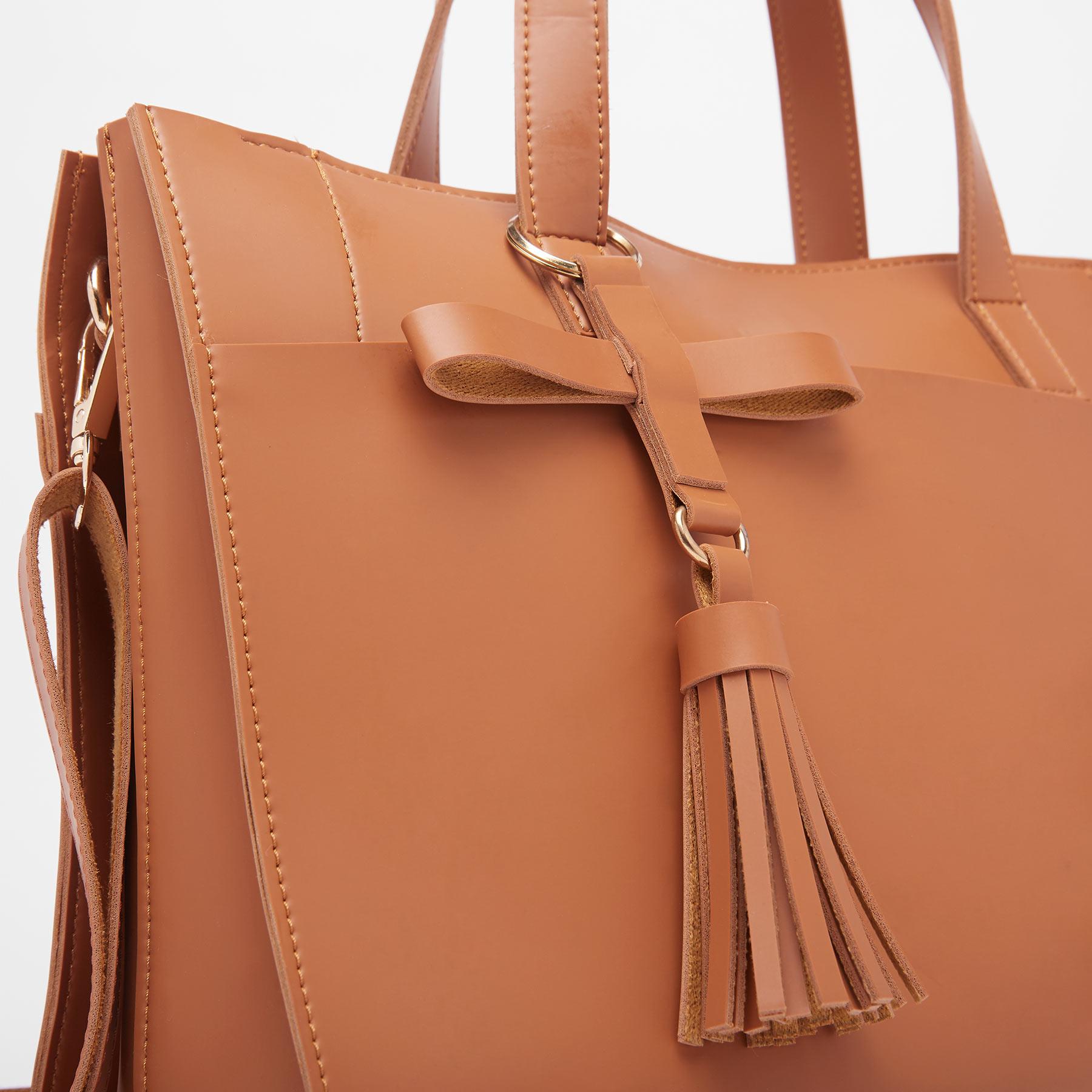 Tan Tassel Work Tote