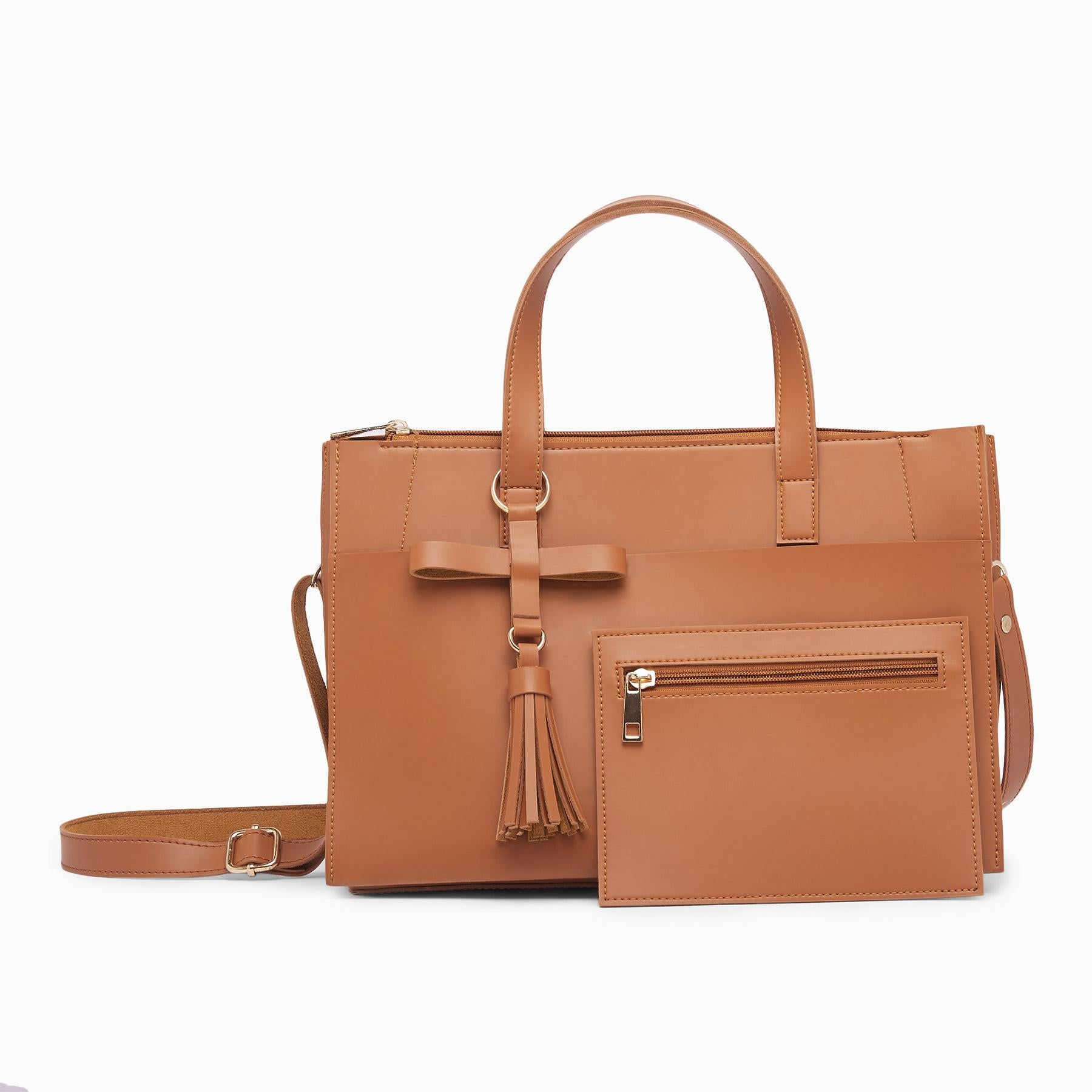 Tan Tassel Work Tote