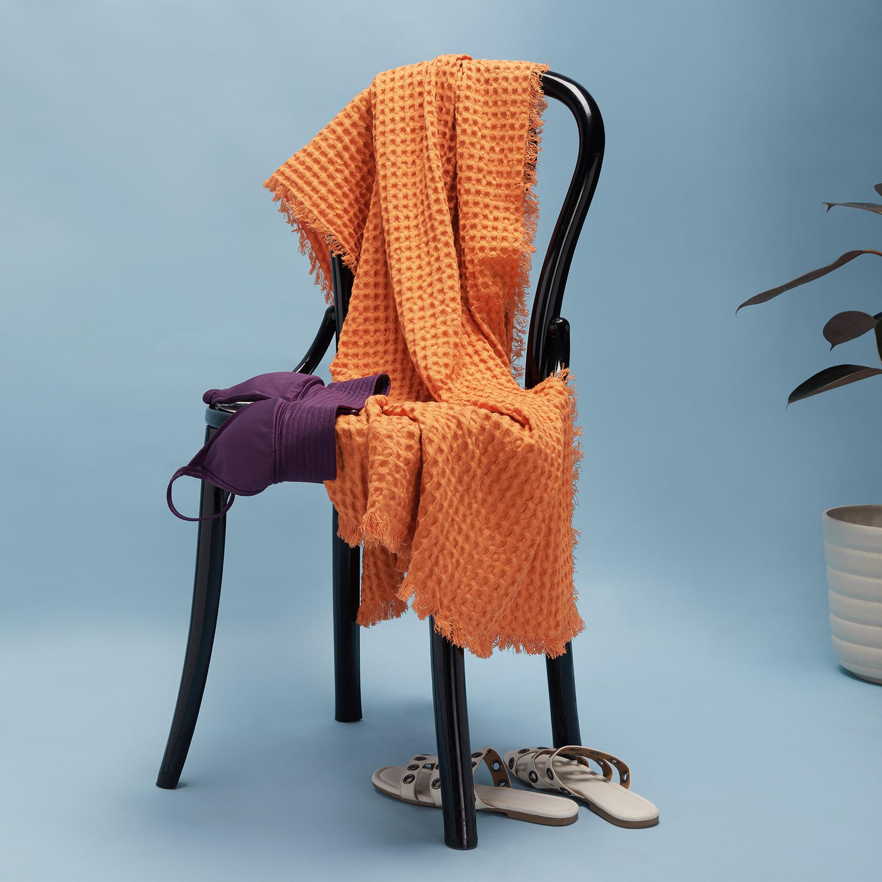 Tangerine Waffle Bath Towel