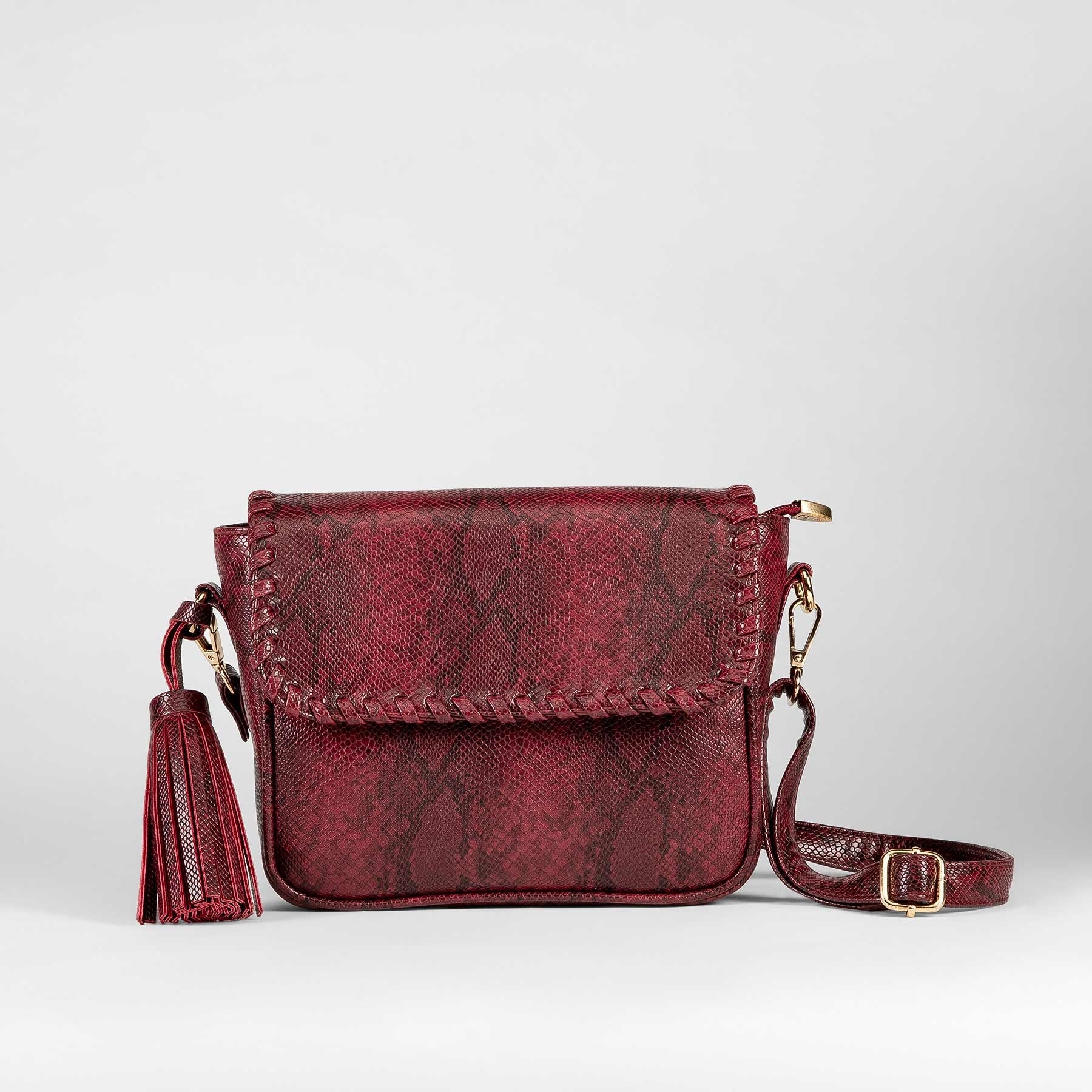 Crimson Textured Tassel Sling