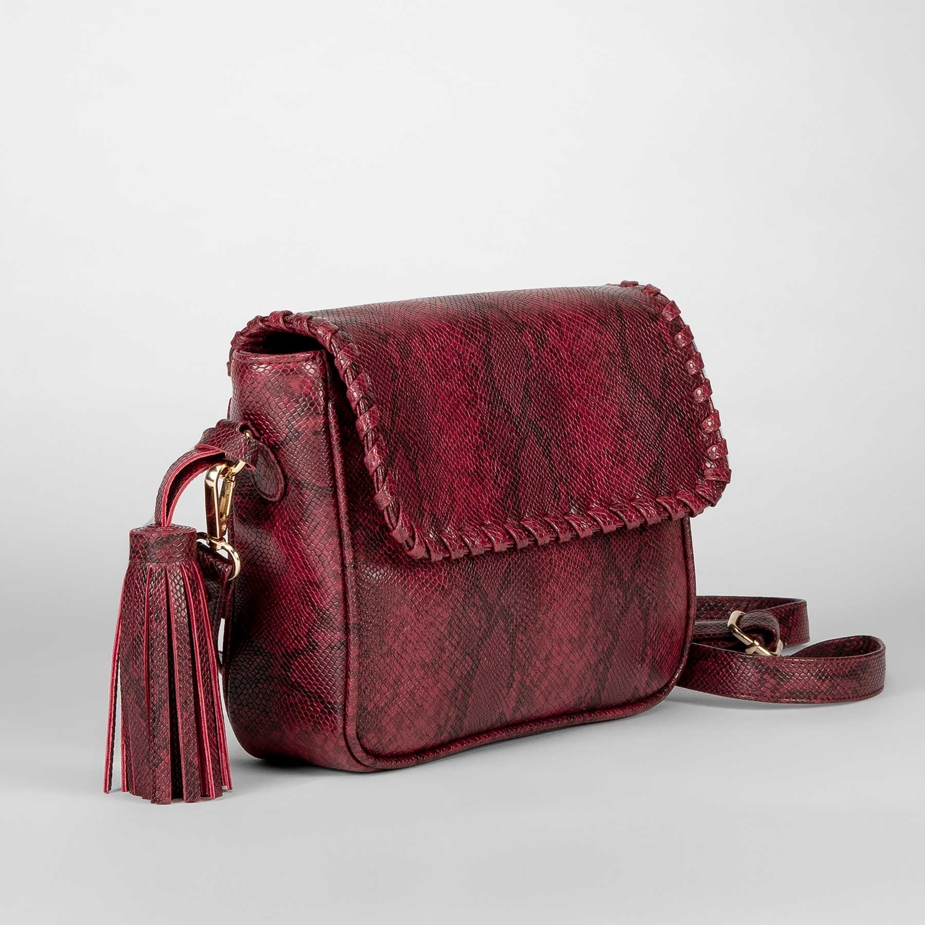 Crimson Textured Tassel Sling