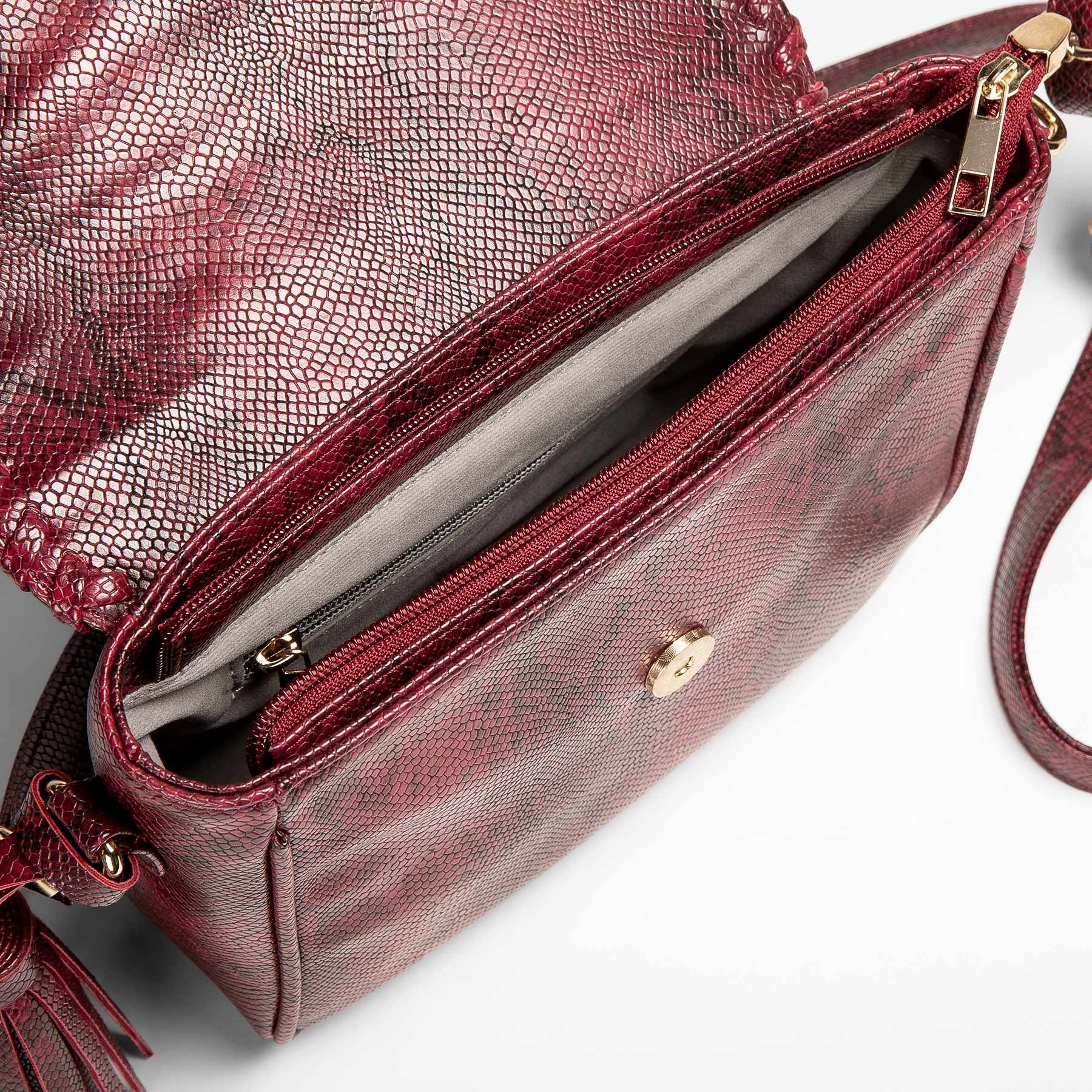Crimson Textured Tassel Sling