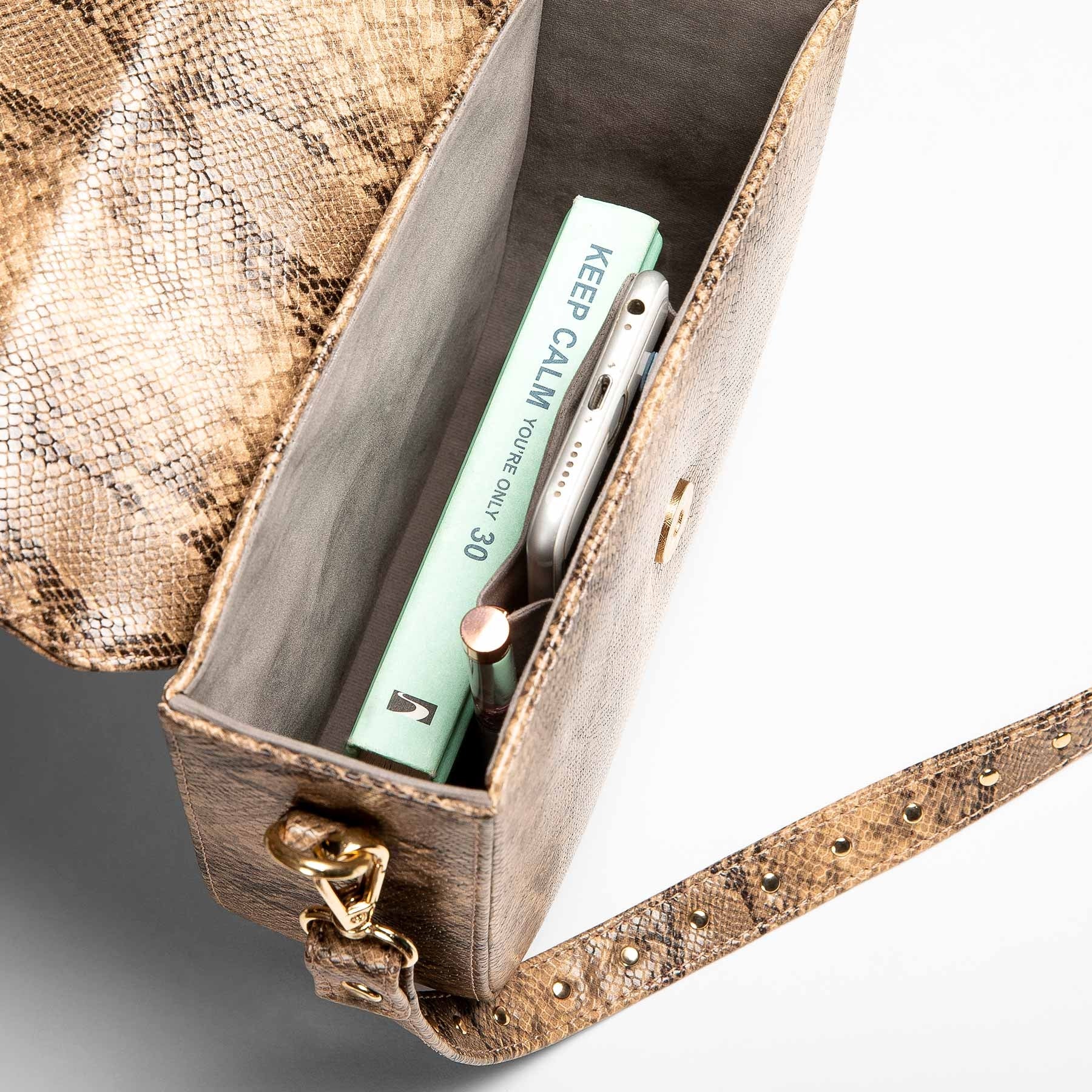 Beige Textured Studded Sling